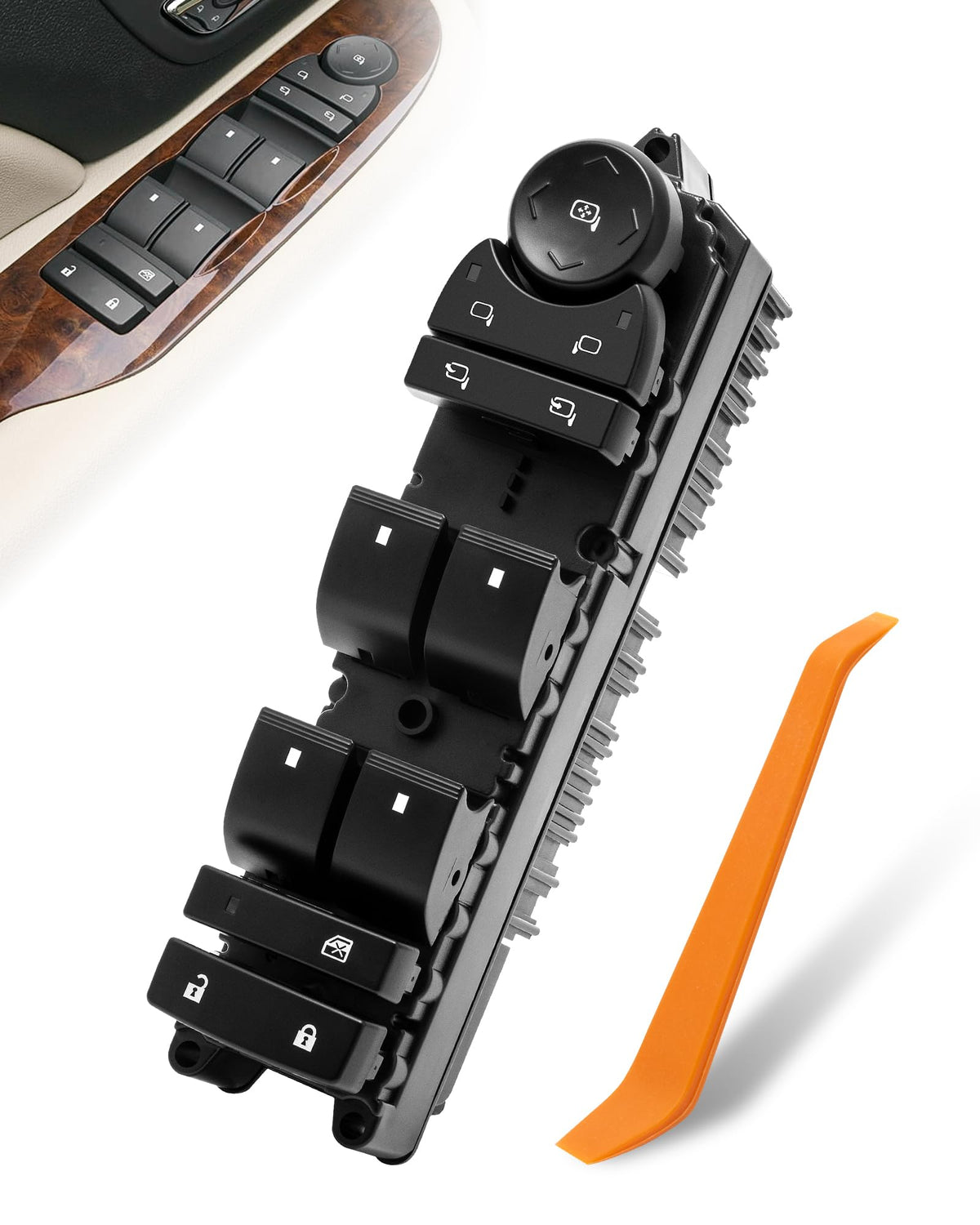 20835553 Driver Side Power Master Control Door Lock and Window Power Switch Fit for 2007-2013 Chevy Silverado Avalanche, 2007-20