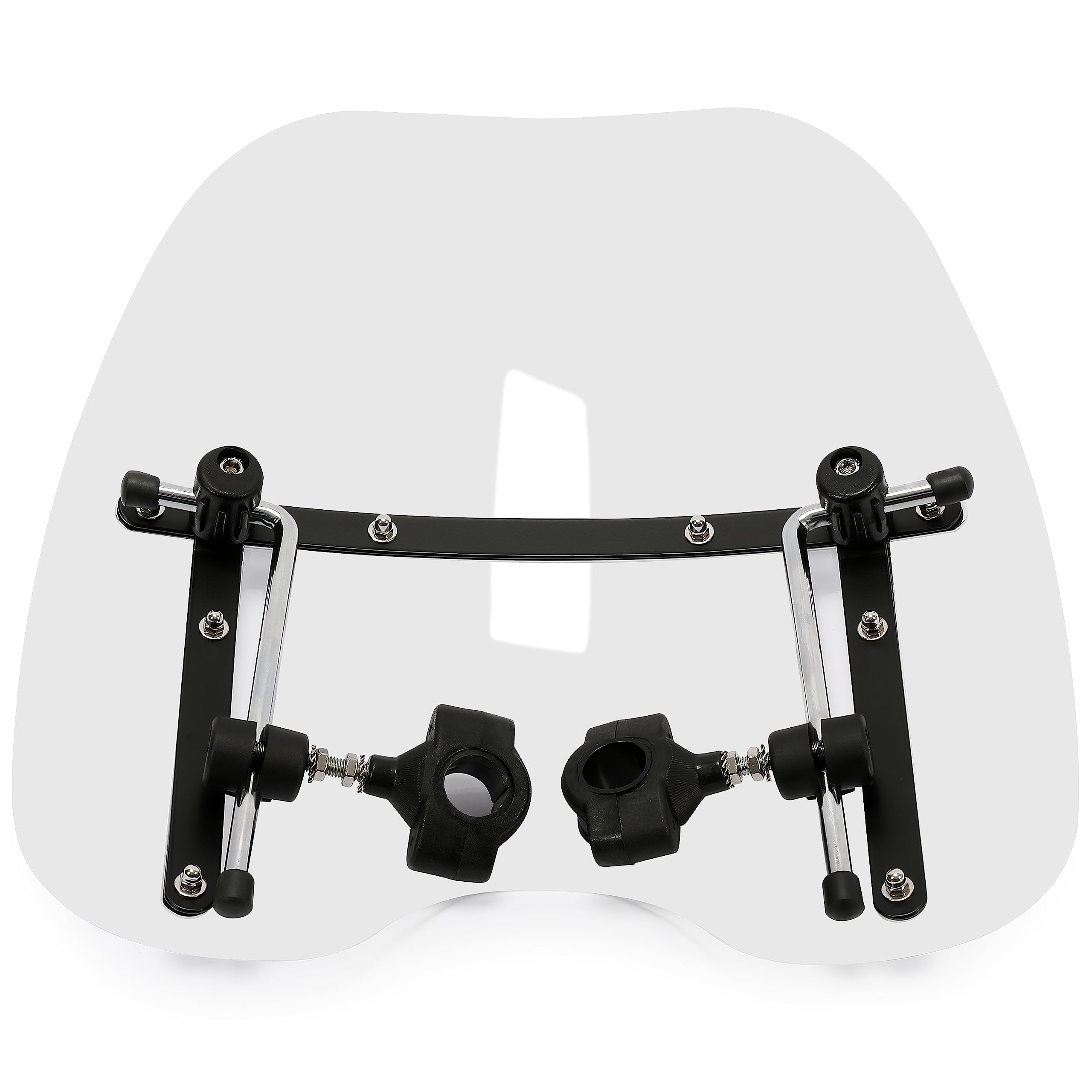 18''X16'' Motorcycle Clear Windscreen Windshield Compatible With Harley Davidson Honda Kawasaki Suzuki Yamaha With Chrome Standa