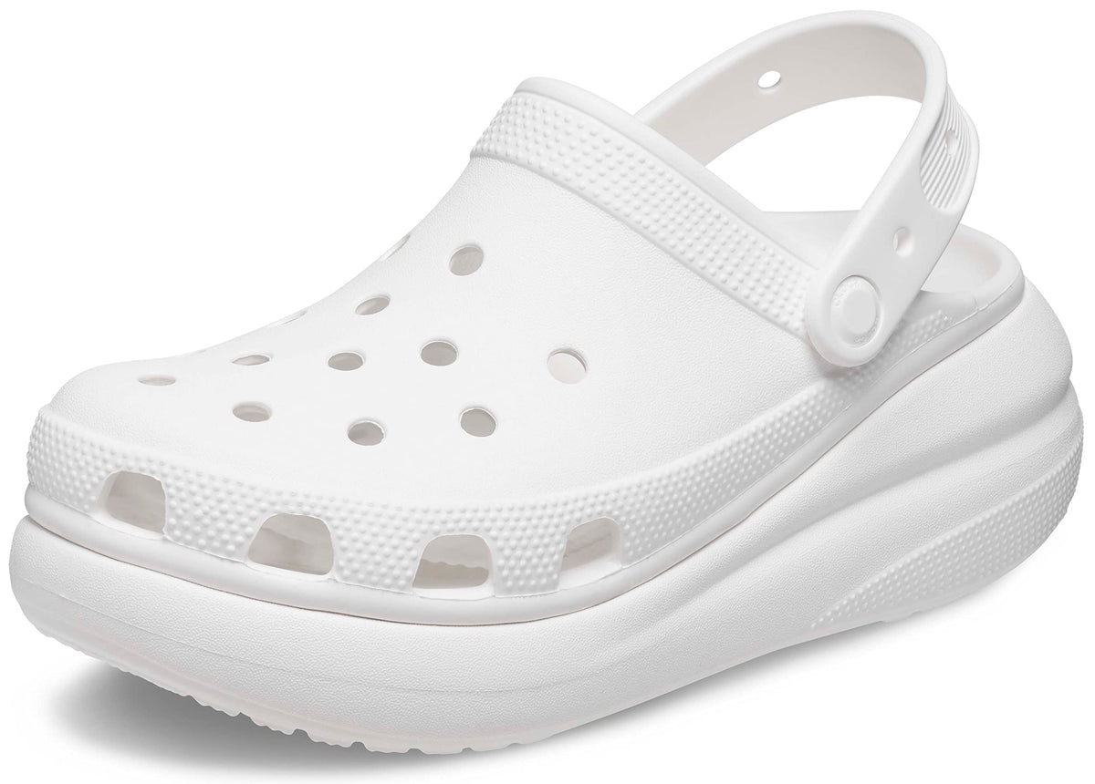 Crocs Unisex Classic Crush Clogs  Platform Shoes, White, 12 Us Men