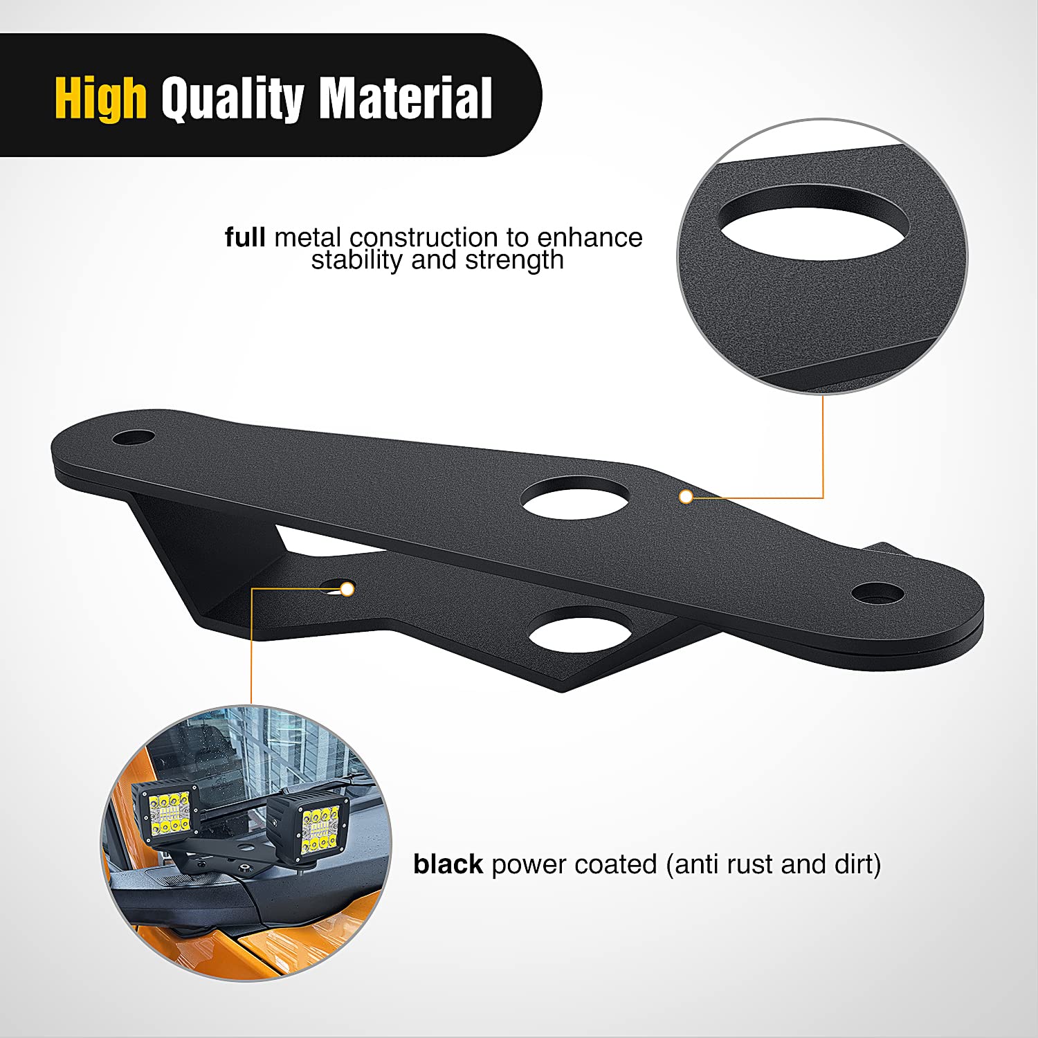 Nilight 2Pcs Lower Windshield Hinge Mounting Brackets Dual A-Pillar Brackets For Offroad Led Fog Light Pods For 2021 2022 2023 2