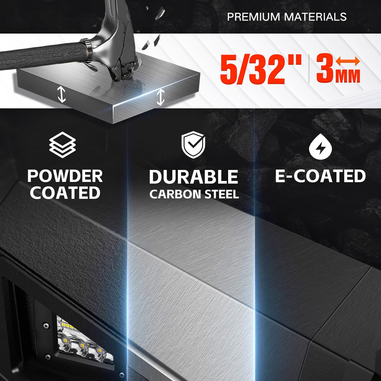 YZONA Pickup Truck Front Bumper Compatible with 2011-2014 Chevy Silverado 2500 3500 HD Off-Road Bumper Equipped with 5 x LED Lig