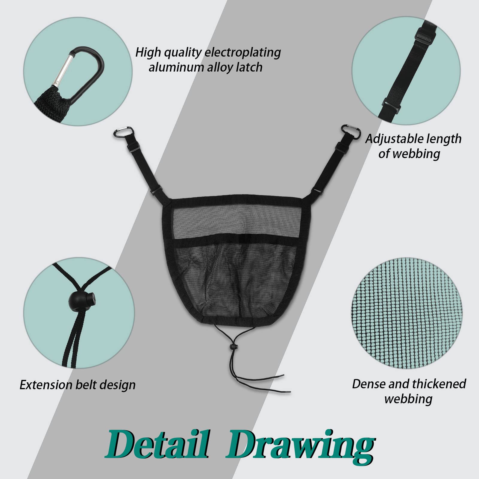 Car Storage Organizer Between Front Seats, Seat Back Net Bag, Net Pocket Handbag Holder, Barrier of Backseat Pet Kids, Driver St