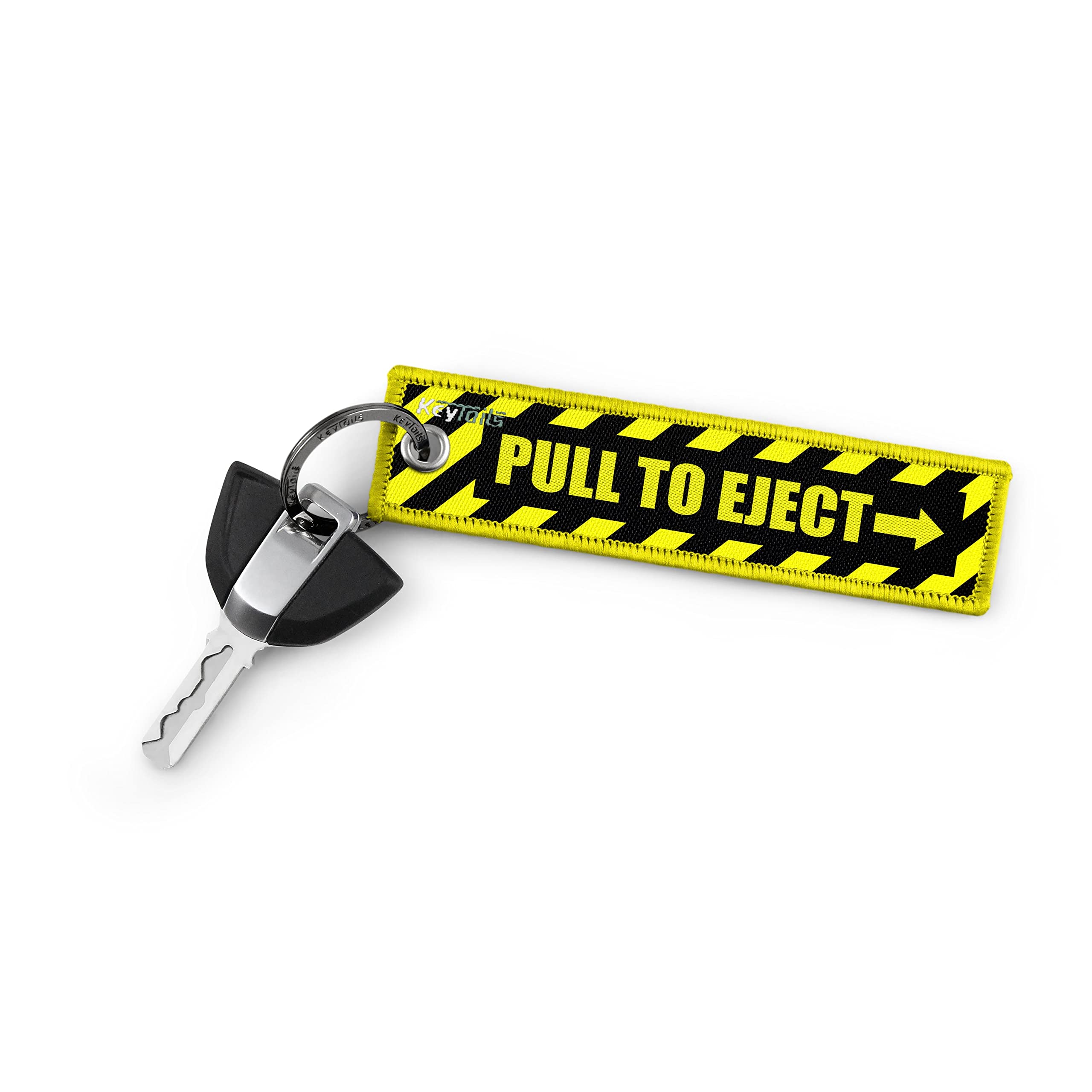 Keytails Keychains, Premium Quality Key Tag For Motorcycle, Car, Scooter, Atv, Utv [Pull To Eject - Yellow]