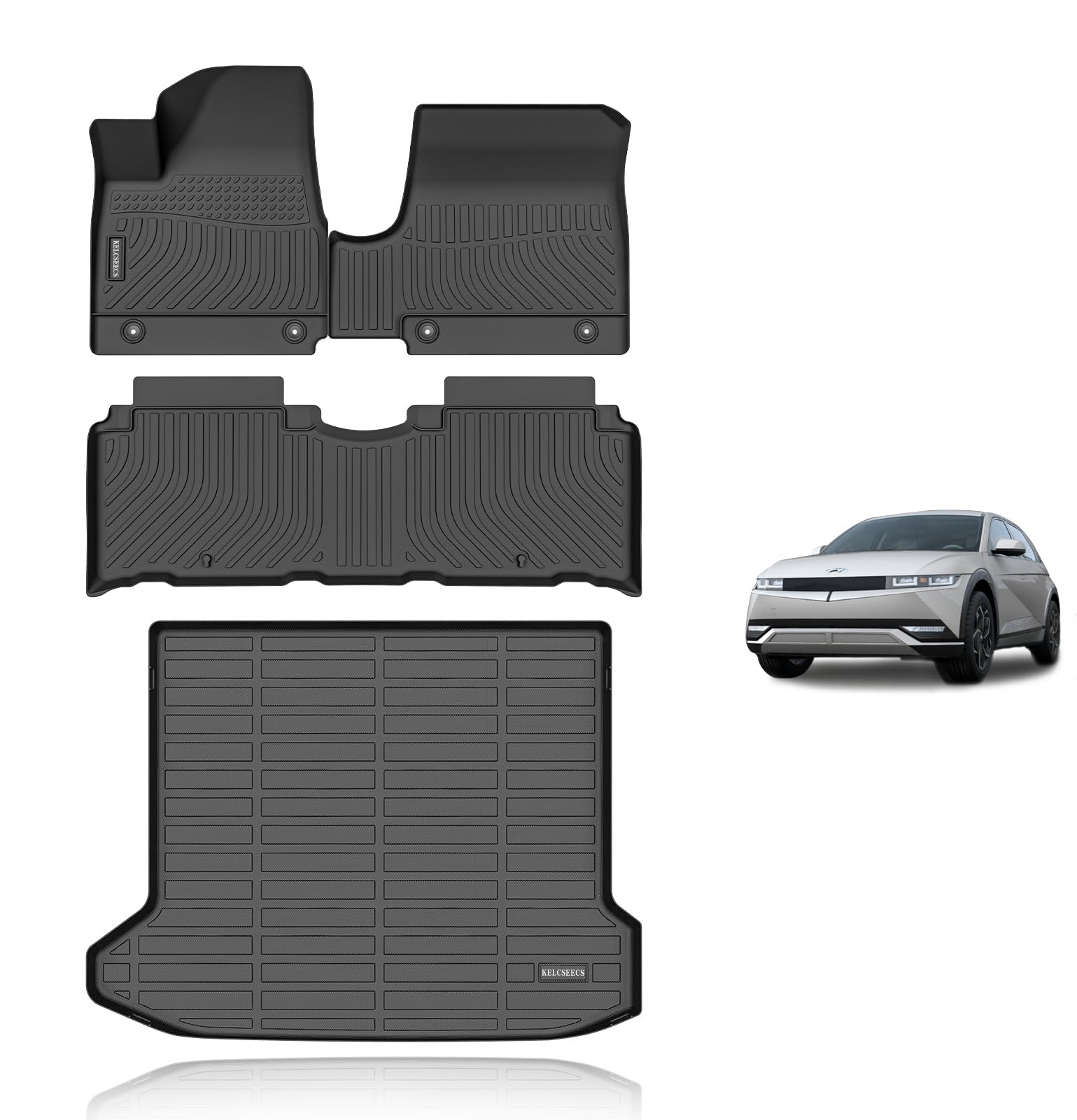 KELCSEECS Floor Mats & Cargo Liner Custom for 2022-2024 Hyundai Ioniq 5 Unmovable Center Console (Fixed Center Console) Automoti