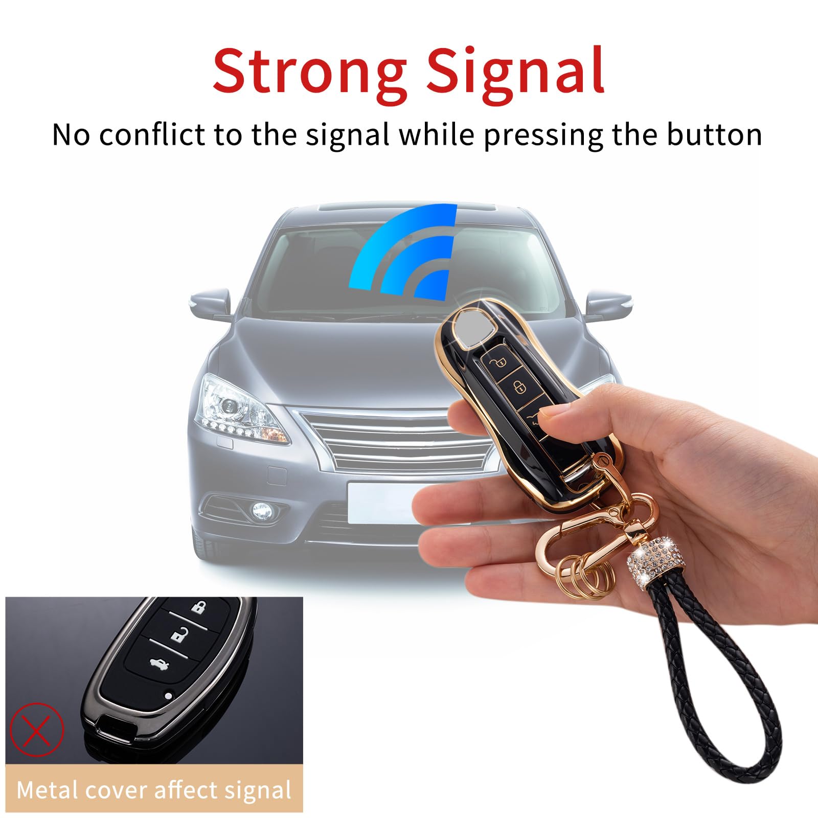 Gematay For Porsche Key Fob Cover With Keychain Lanyard, Soft Tpu Key Fob Protector Shell Compatible With Porsche 911 Cayenne Pa