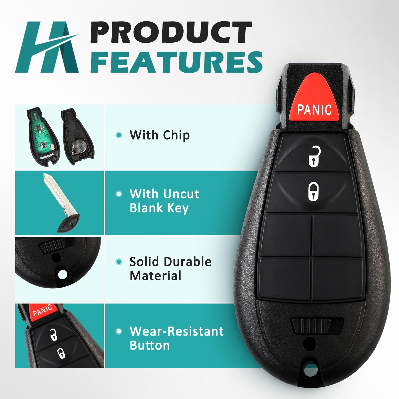 Key Fob For 2009-2012 Dodge Ram 1500 2500 3500, Fits For Dodge Journey Challenger Grand Caravan Key Fob Shell, Jeep Grand Cherok