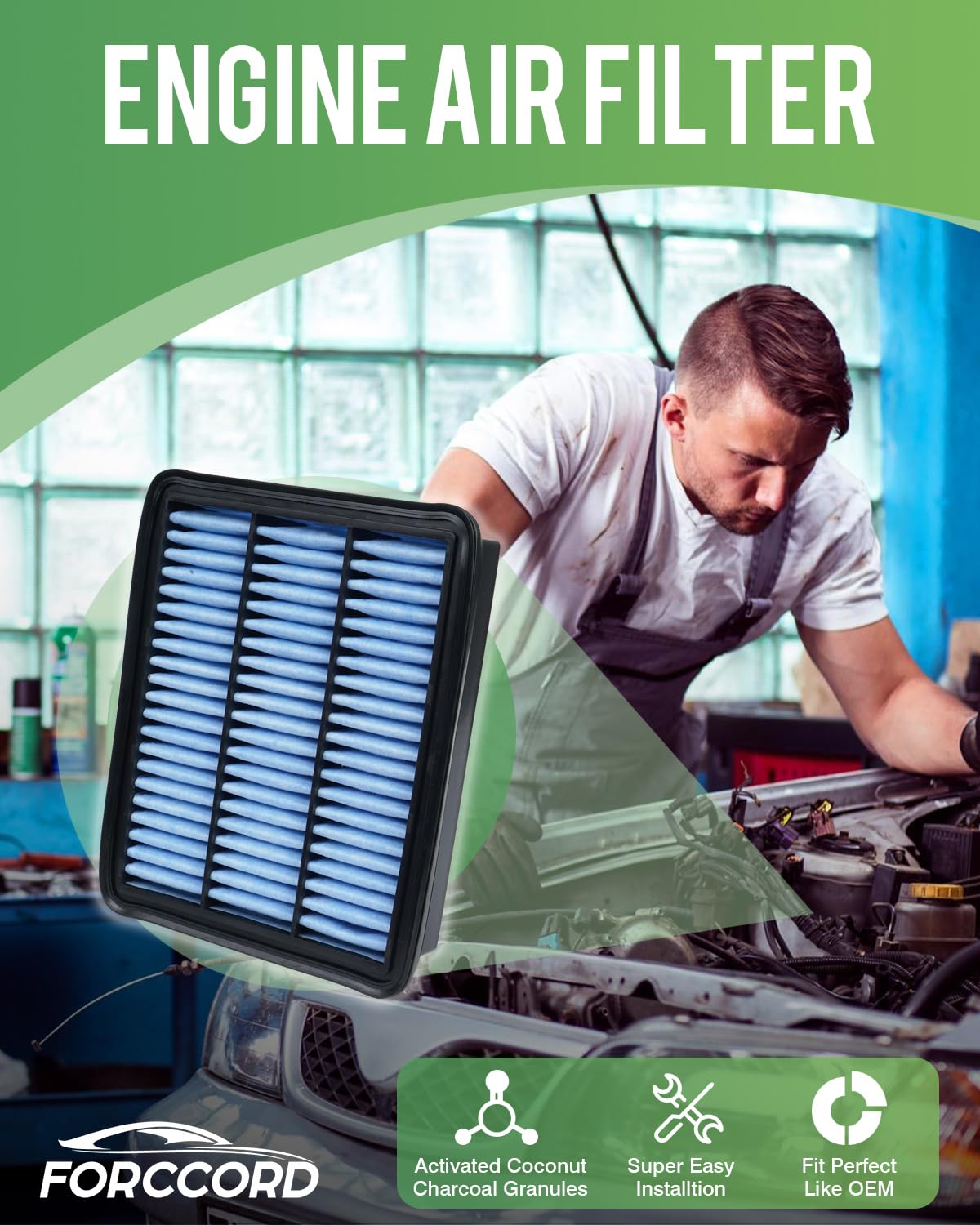 Forccord 1Pcs Hepa Cabin Air Filter And 1Pcs Engine Air Filter Fit For 2016-2023 Mazda Cx-9 2.5L Activated Carbon Cabin Filter R