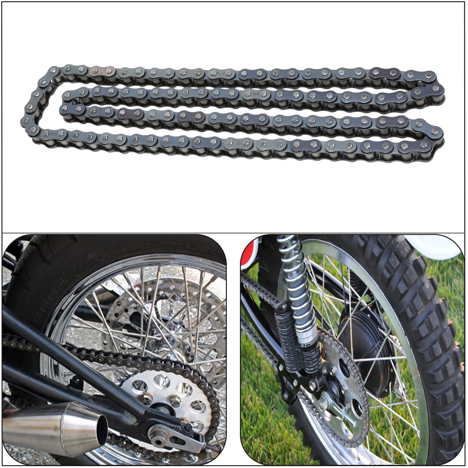 Yoxufa 428 Motorcycle Chain 102 Links For 110Cc 125Cc 150Cc Crf50 Xr50 Coolster Apollo 50Cc 70Cc 90Cc Pit Dirt Bike 4 Wheeler Atv Quad Ttr225 Grom Taotao Db17 Db27 Blazer Sunl Vitacci Go Kart Parts