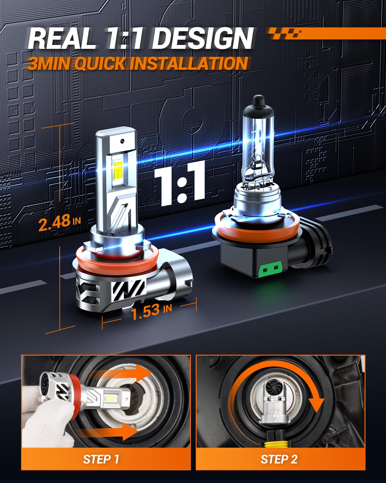 Sealight ????????+?????? ?????????? Combo, 64,000Lm 700% Super Brighter, 1:1 Real Size, 6500K Cool White Fog Light Bulbs For Car