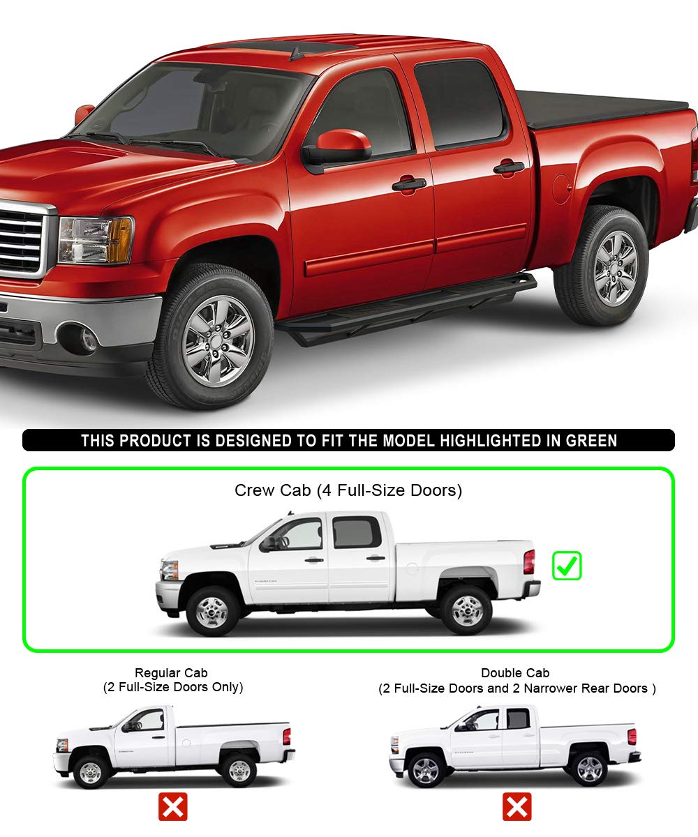 Aps 6.5In Side Armor Stainless Steel Running Boards Compatible With Chevy Silverado Gmc Sierra 1500 2007-2018 Crew Cab & 2500 3500 Hd 2019 Crew Cab (Exclude 07 Classic) Nerf Bars