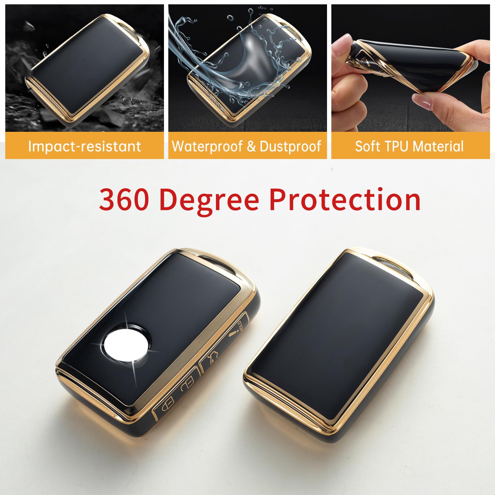 Gematay Mazda Key Fob Cover With Keychain Lanyard, 3-4 Button Smart Remote Protector Shell For Mazda 3, Cx-5, Cx-30