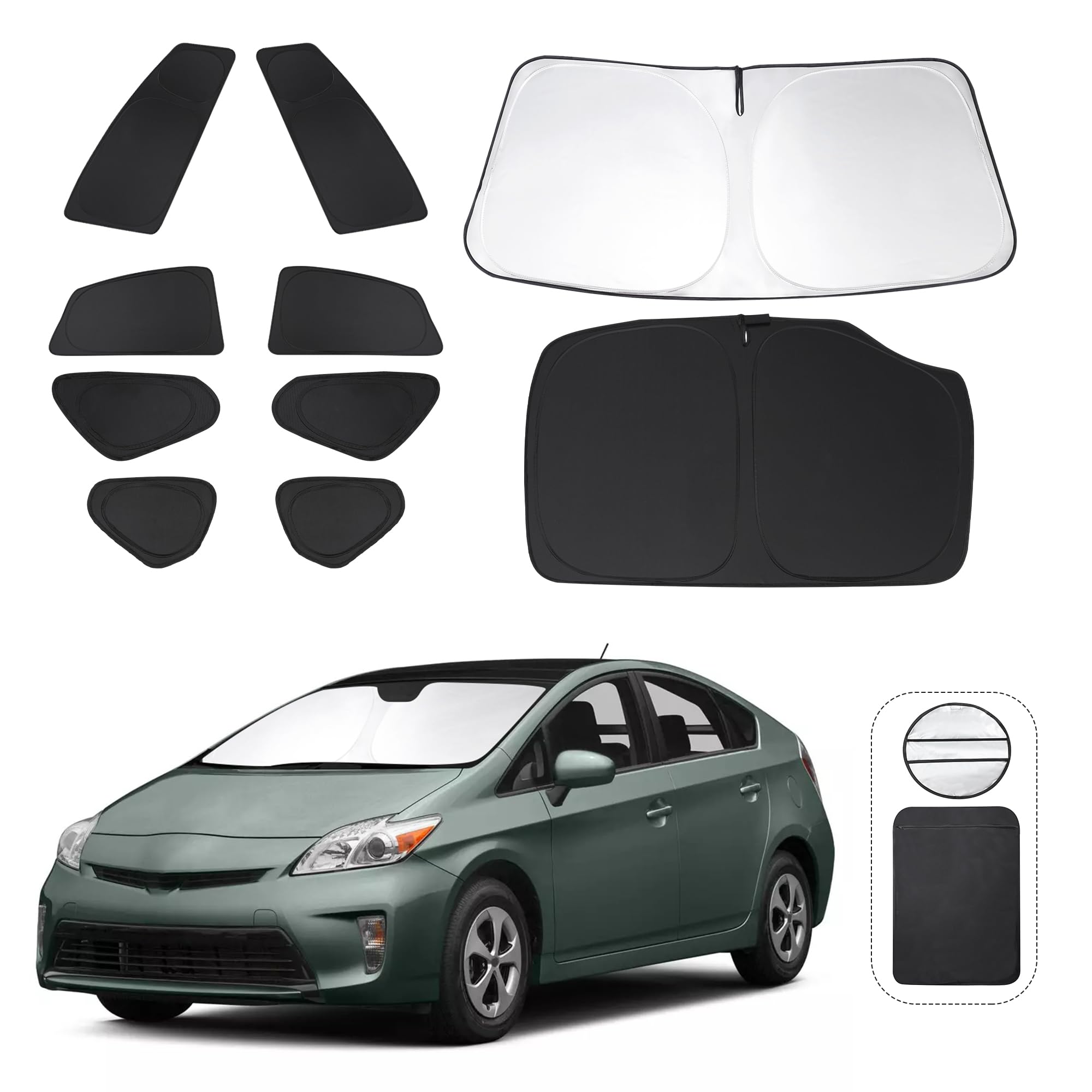 Tinglu Window Shades For Toyota Prius Hatchback 2010-2015 (Not For Prius C Or Prius V) Accessories Full Windows Rear Triangular