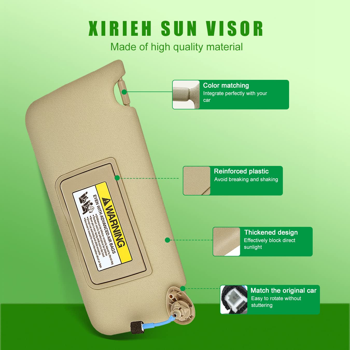 Passenger Right Side Sun Visor For Honda Accord 2008 2009 2010 2011 2012 2013 2014 2015 2016 2017 Replacement Assembly 83230Ta0A