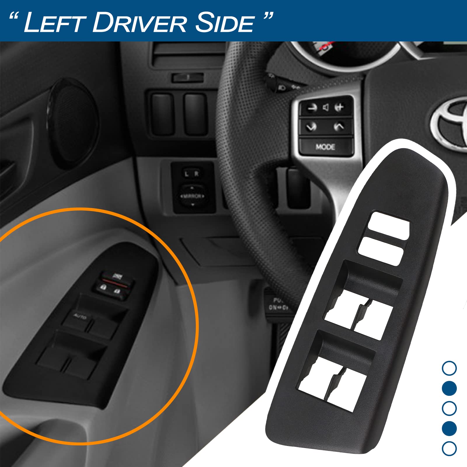 Window Switch Bezel Cover For Front Door Left Driver Side Compatible With Toyota Tacoma 2012 2013 2014 2015 Replaces 74202-04040 Window Switch Trim Accessories