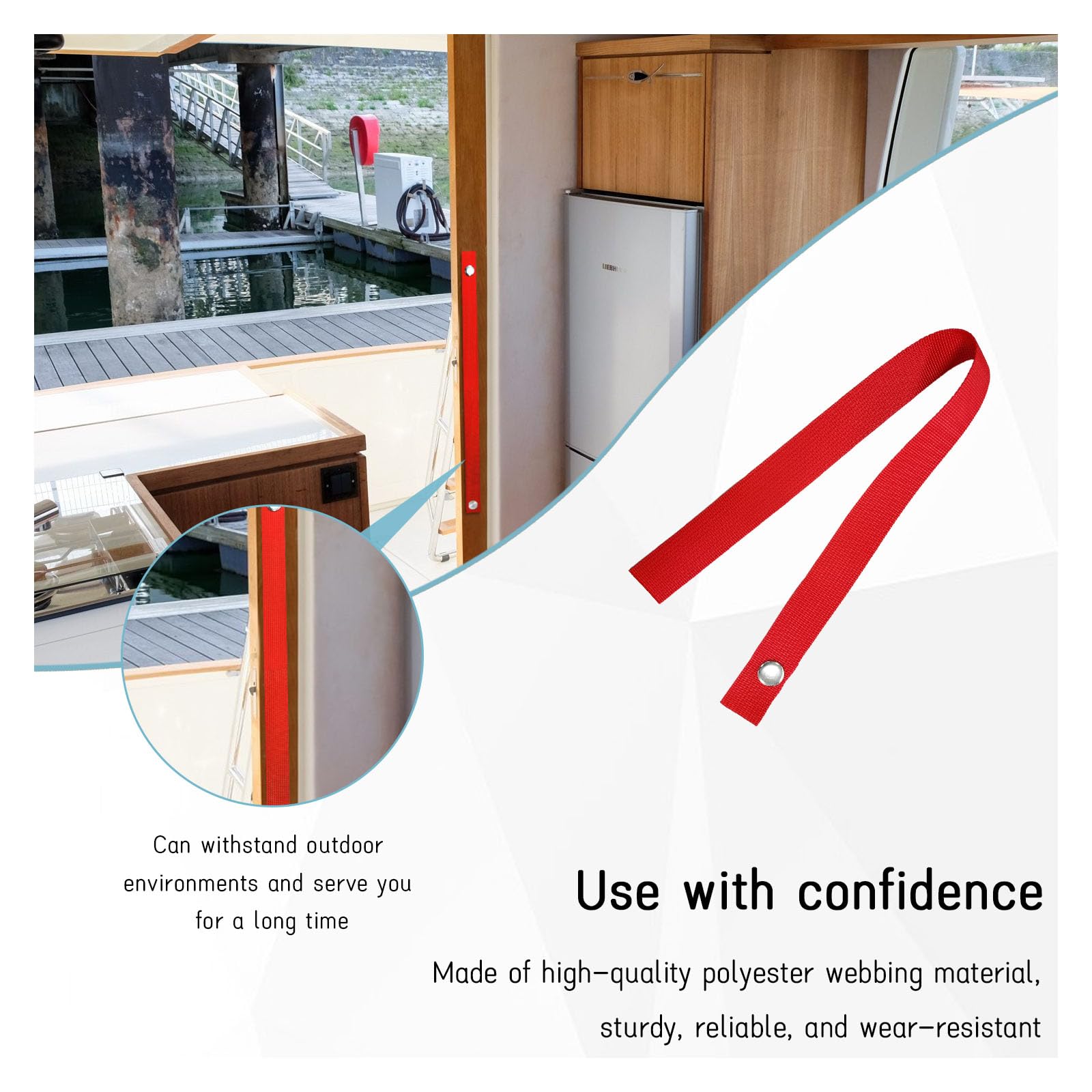 Dickno 2 PCS RV Security Straps, 18 Inch Sliding Door Long Strap with 4 PCS Button Snap, Universal Locking Tieback Strap Accesso