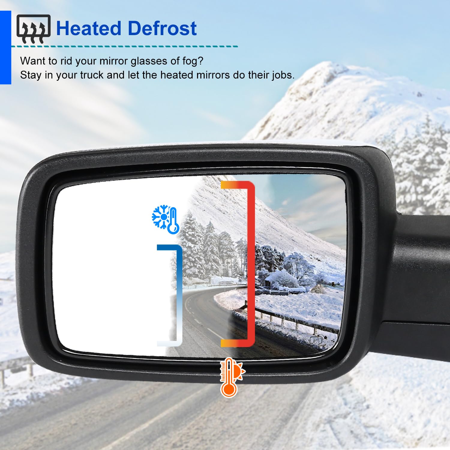 Spec-D Tuning Power Fold Heated Temper Sensor Chrome Left Driver Side Mirror Compatible With 2013-2019 Dodge Ram 1500