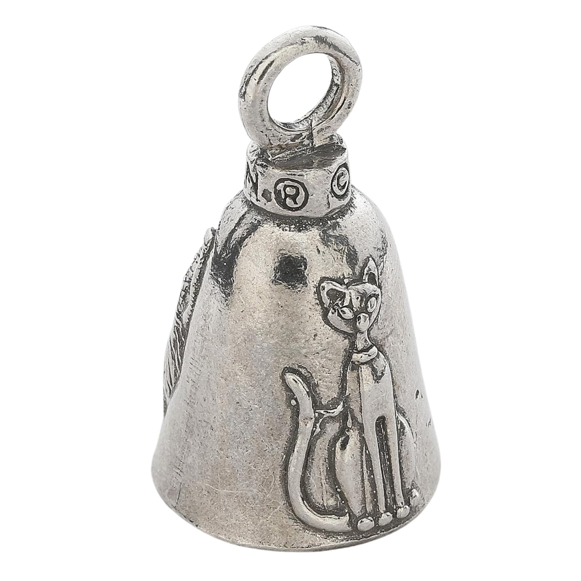 Guardian Bell Cat Good Luck Bell W/Keyring & Black Velvet Gift Bag | Motorcycle Bell | Lead-Free Pewter | Good Luck Gift To Frie