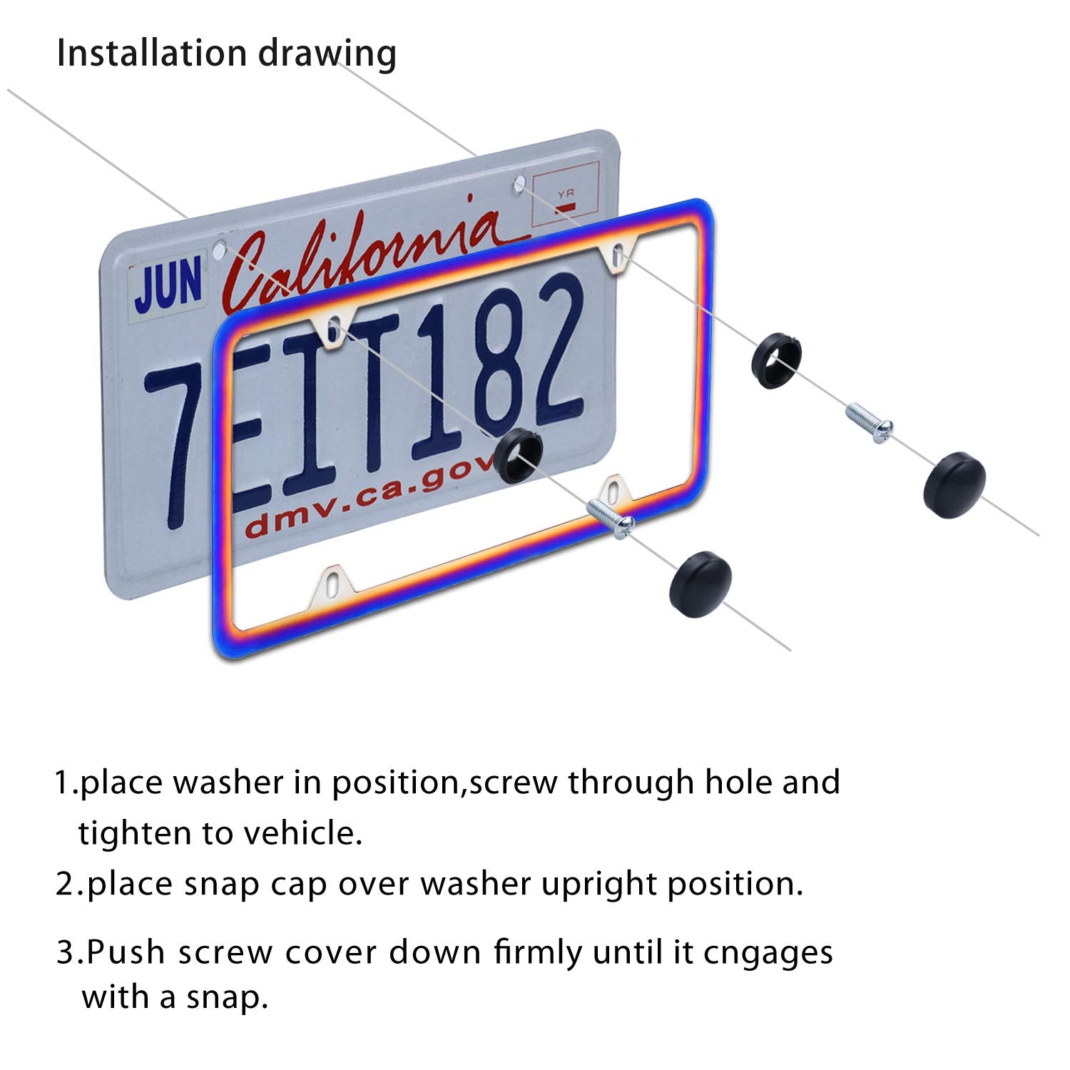 Livtee Motorcycle License Plate Frames, 2 Pcs Car Licence Frame Parts, 4 Holes Stainless Steel With Slim Design For Us Auto Powe