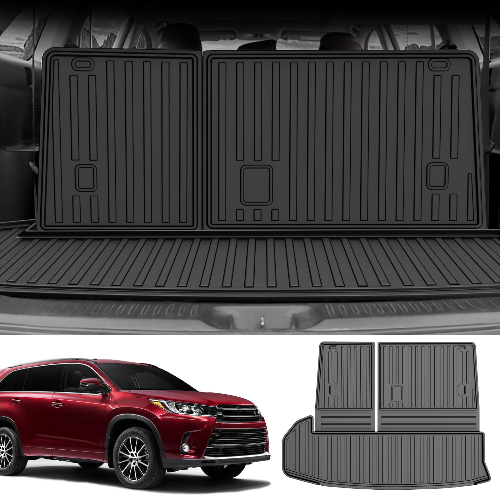 Aomsazto Cargo Mat Compatible With 2014-2019 Toyota Highlander Cargo Liner With Backrest Mat For 7 Seat Highlander Accessories (