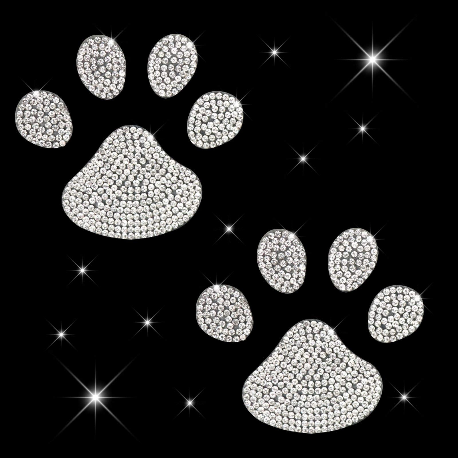 Hungmieh Bling Rheinstone Dog Paw Sticker, Cat Paw Print Stickers Bear Animal Footprint Decal For Cars Truck Window Laptops Ipad