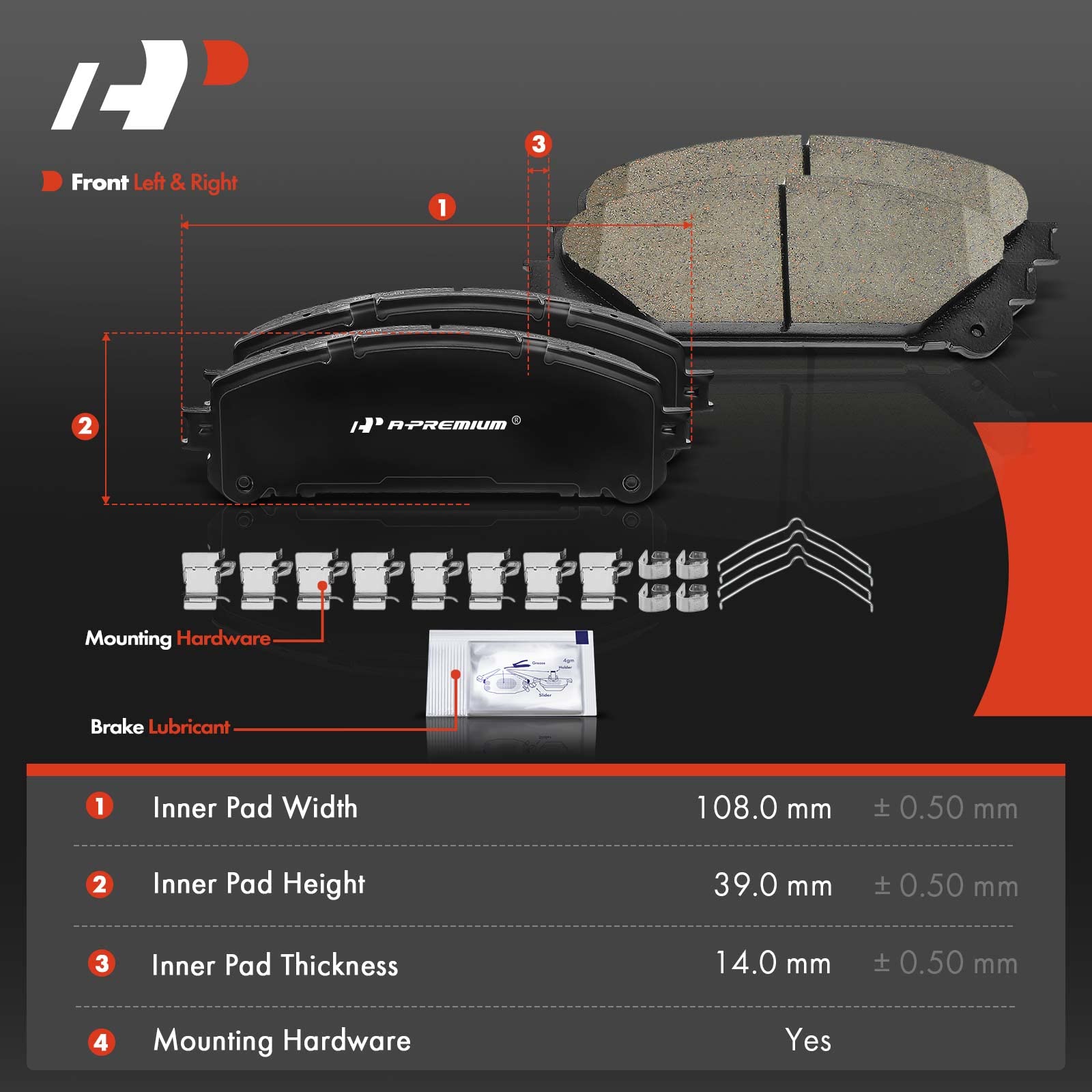 A-Premium Front And Rear Ceramic Disc Brake Pads Set Compatible With Select Lexus And Toyota Models - Rx350, Rx450H 2010-2015, H