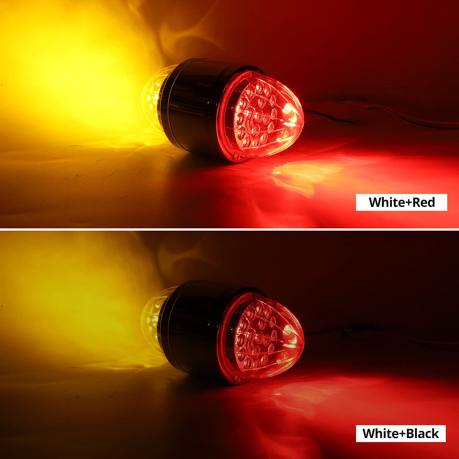 Partsam 2Pcs Amber/Red 17 Led Dual Revolution Watermelon Lights [Dot Approved], Plastic Chrome Double Face Auxiliary Lights, Ped