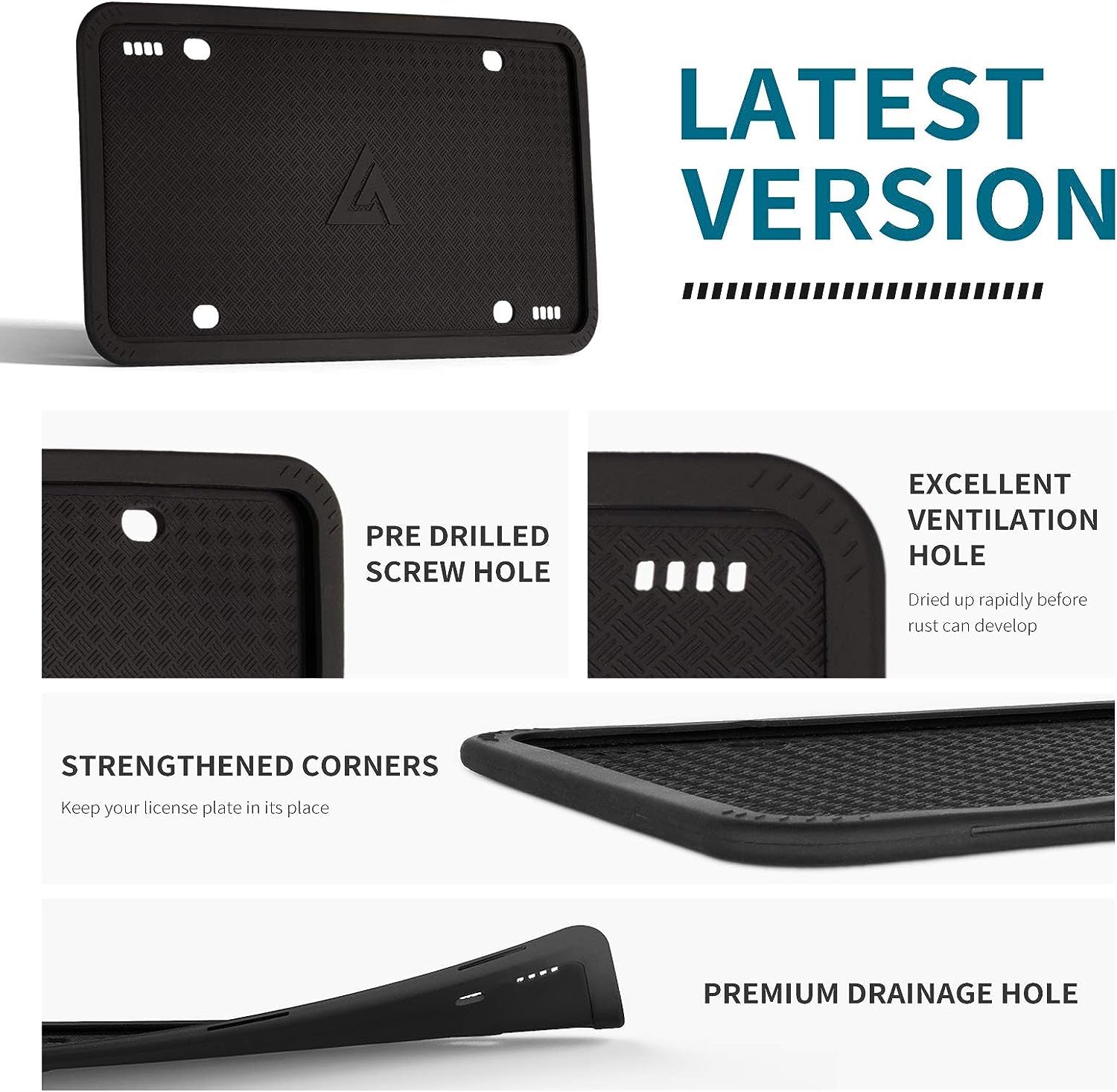 Aujen Silicone License Plate Frames Black, 2 Pack Car License Plate Frame, Universal Us Car Black License Plate Holders Brackets Rust-Proof, Rattle-Proof, Weather-Proof Car Accessories(Black)