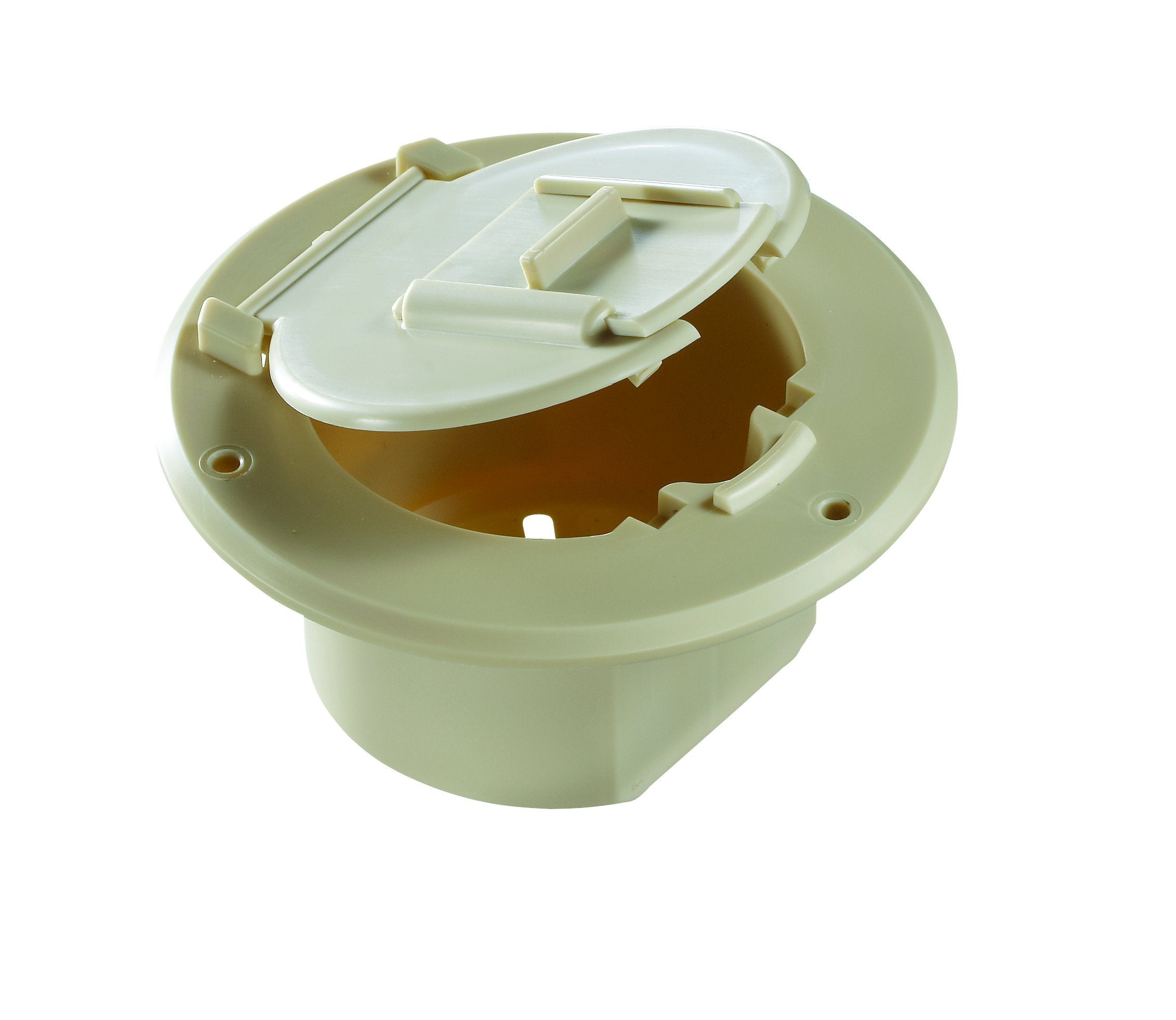 Rv Designer B122, Round Electrical Cable Hatch, Basic, Replaceable Lid, 4.3 Inch Diameter, Colonial White
