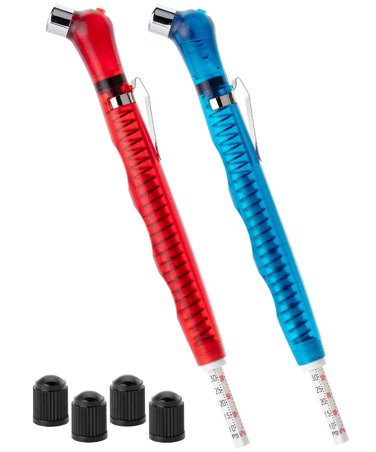 Unco- Pencil Tire Pressure Gauge, 2 Pack, Blue & Red, 10-75 Psi, Tire Gauges For Tire Pressure, Tire Gauge, Air Pressure Gauge F