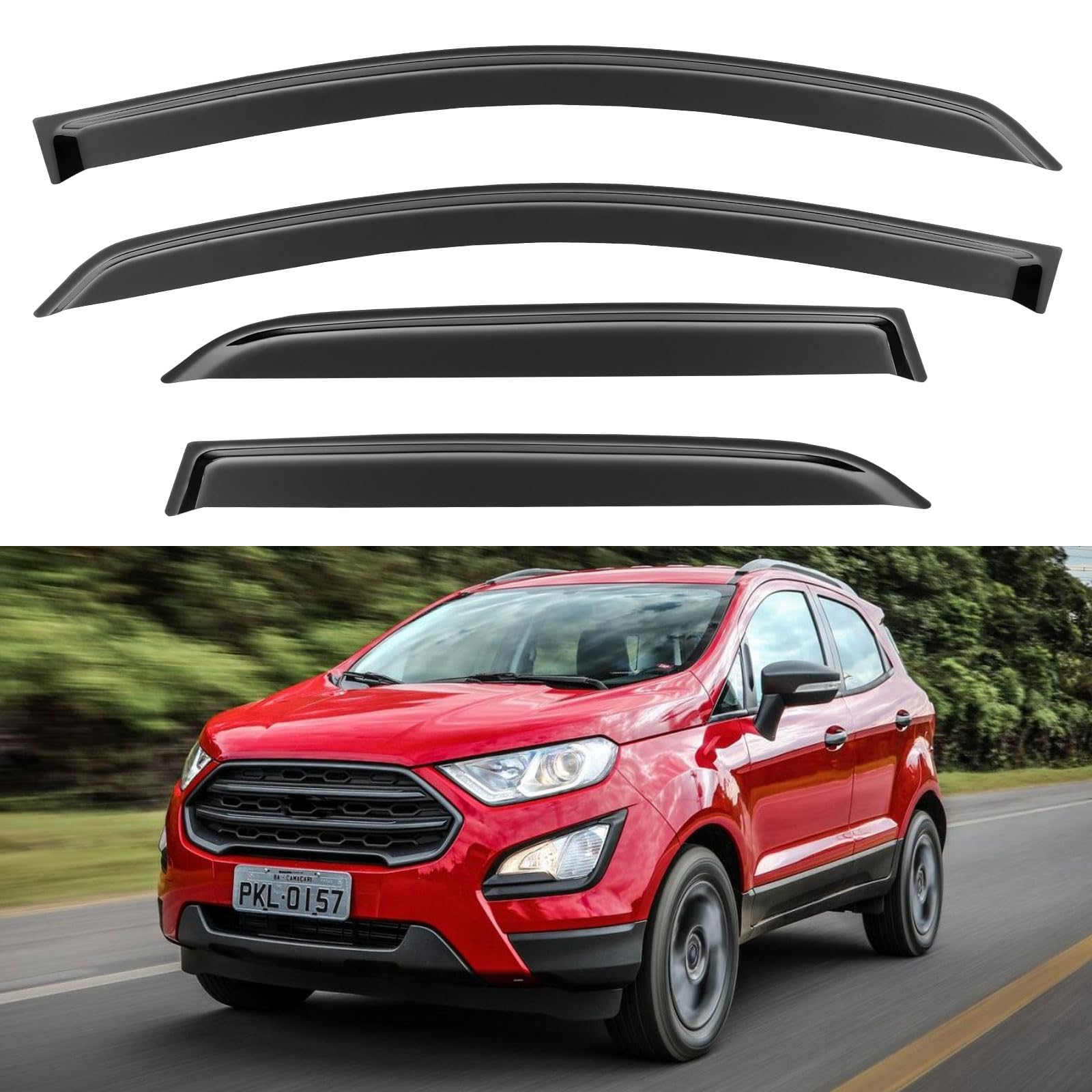 Window Visors Rain Guards for Ford EcoSport 2018 2019 2020 2021 2022, Out-Channel Window Vent Wind Deflectors Visors Shades for 