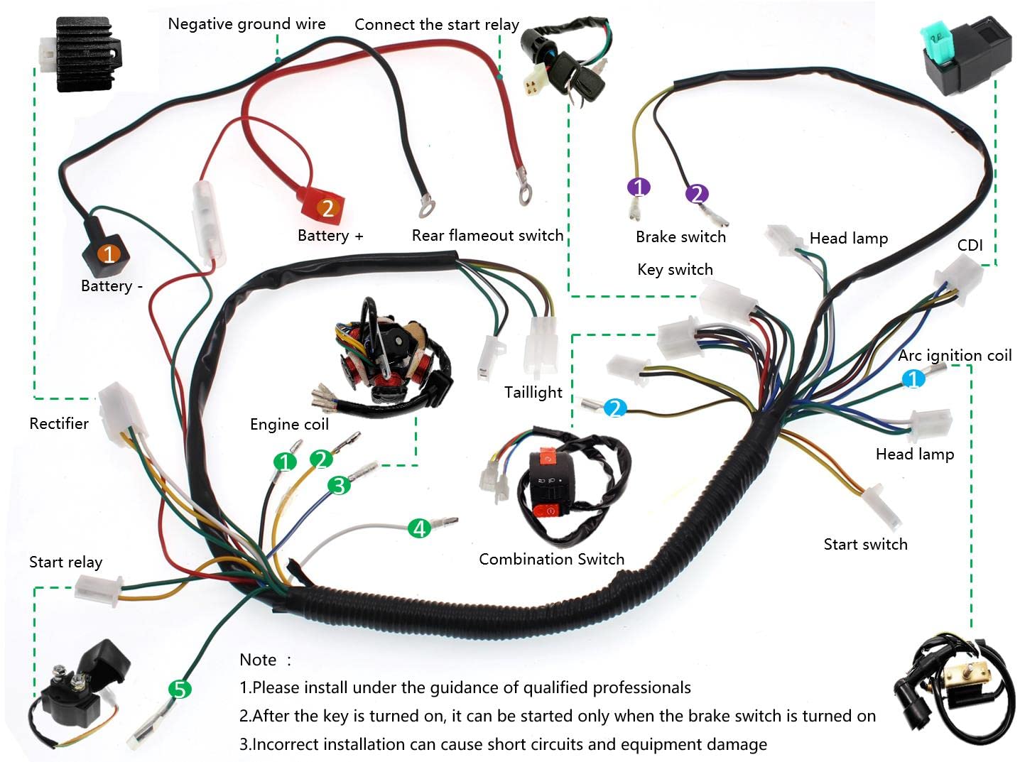 Complete Electrics Stator Coil Set Quad Wire Harness Electrics Stator Coil Cdi Wiring Harness For Gy6 50Cc 70Cc 90Cc 110Cc 125Cc