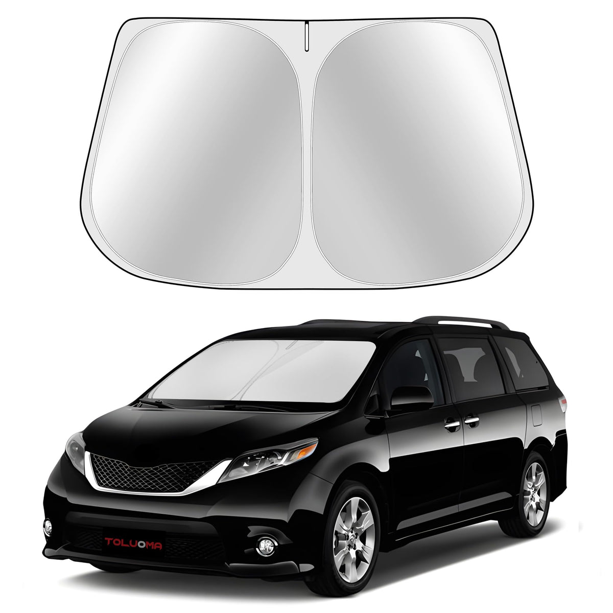 Toluoma Custom Fit Windshield Sun Shade For Toyo-Ta Sienna 2011-2020 - Full Coverage, 210T Reflective Fabric, Double-Layer Desig