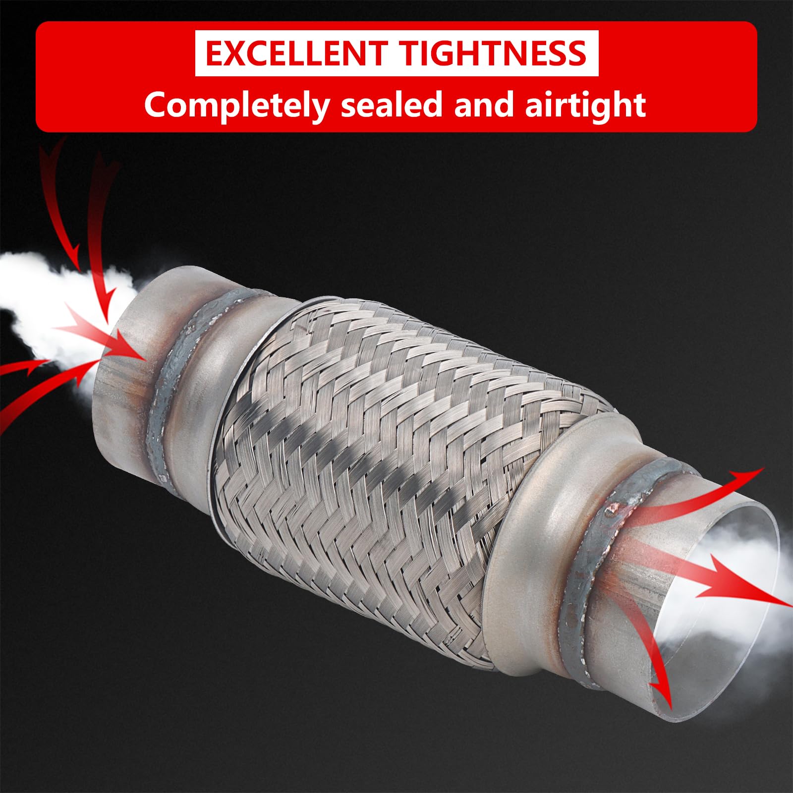 Autarboor 2 Pcs Exhaust Flex Pipe, 2.5''X 6''Stainless Steel Heavy Duty Exhaust Flex Pipe, Double Braid Exhaust Flex Tube, Overa