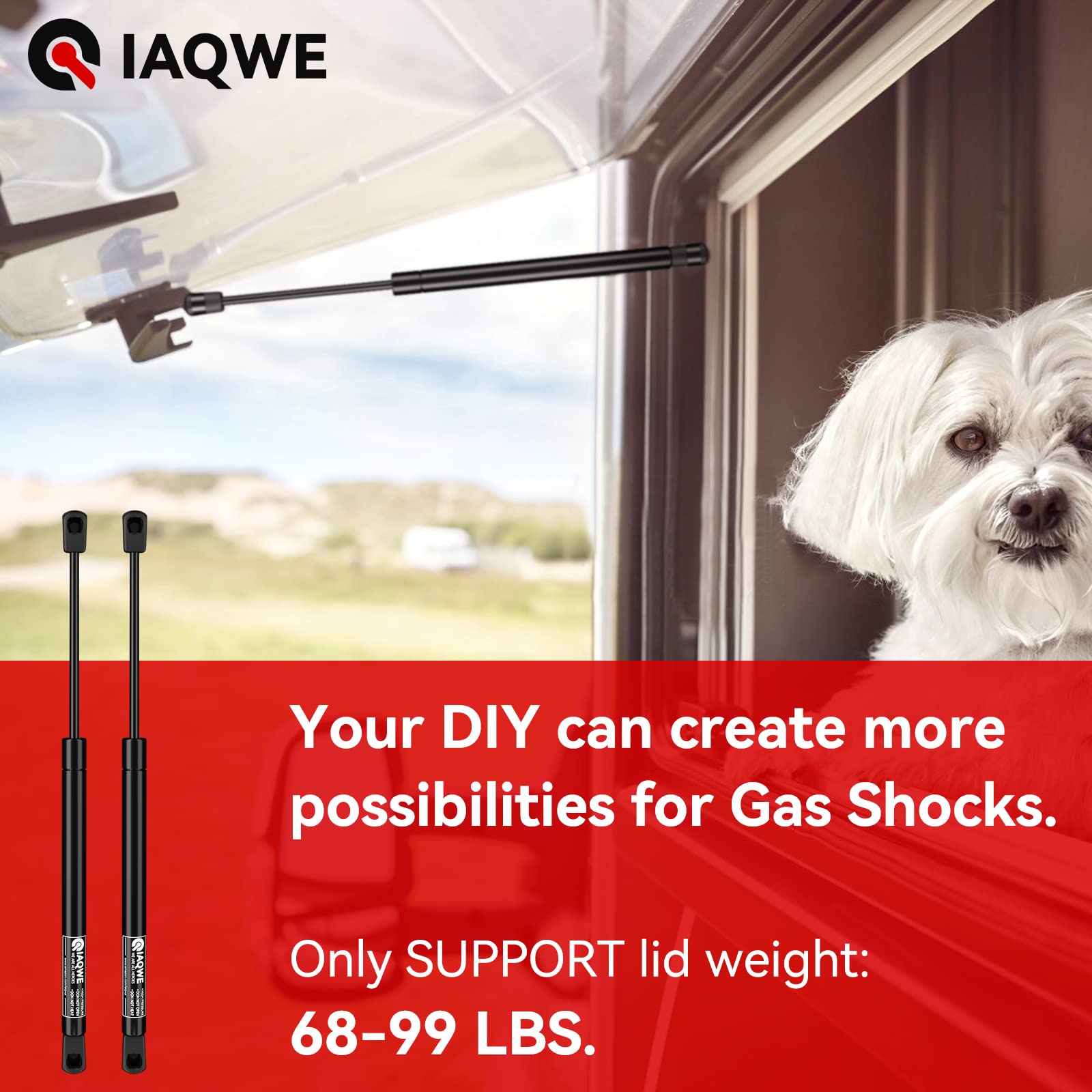 C1619222 90Lbs/400N 20Inch Lift Support Gas Spring Struts Lid Stay For Rv Bed Storage Tonneau Cover Floor Hatch Heavy-Duty Toolbox Cabinet Camper Rear Window Door 2Pcs 20' 90Lbs By Iaqwe