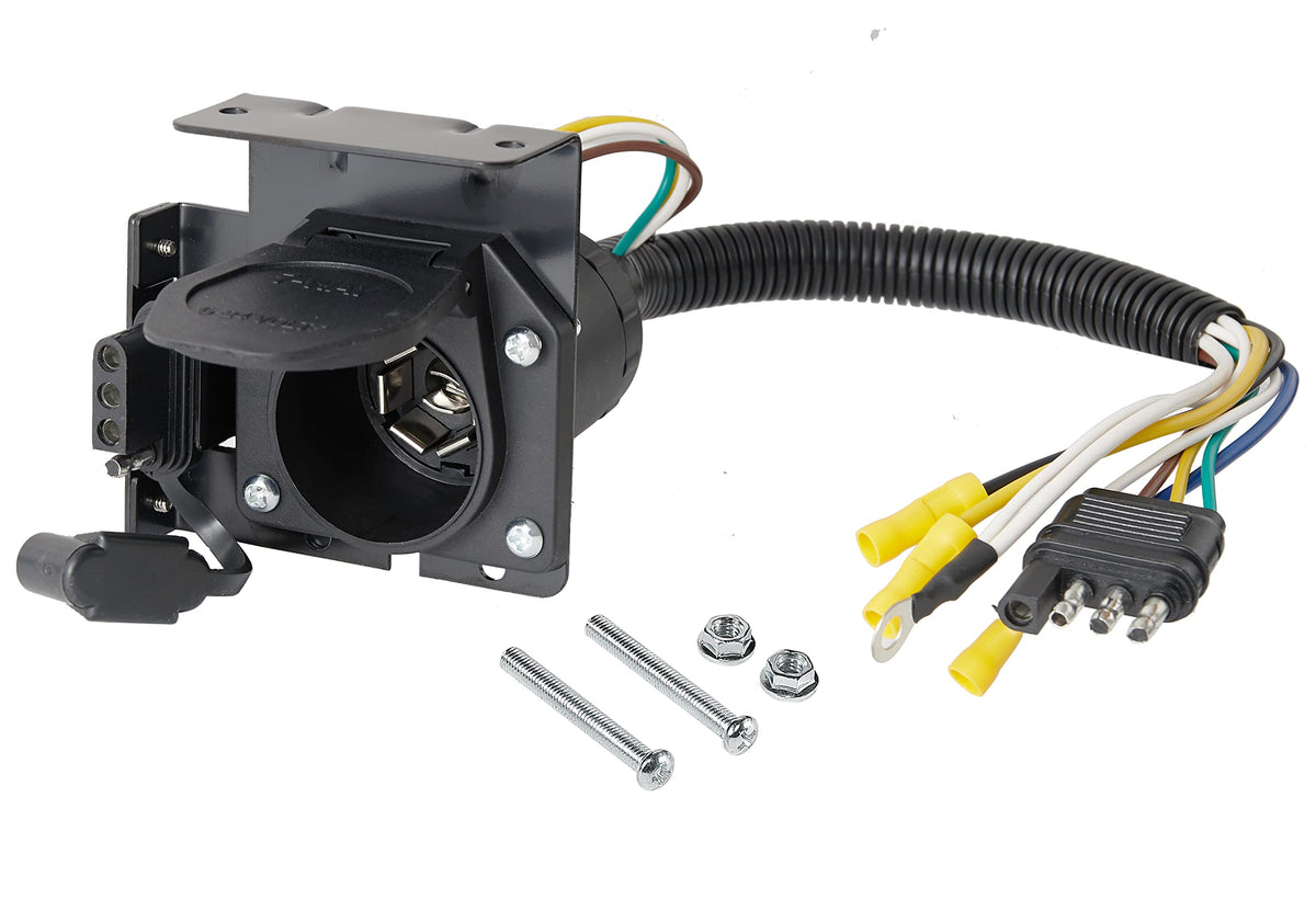 Oyviny 4-Way Flat To 7-Way Round Blade And 4 Way Trailer Wiring Harness Adapter Vehicle-Side 4 Pin To Trailer-Side 7 Pin And 4 P