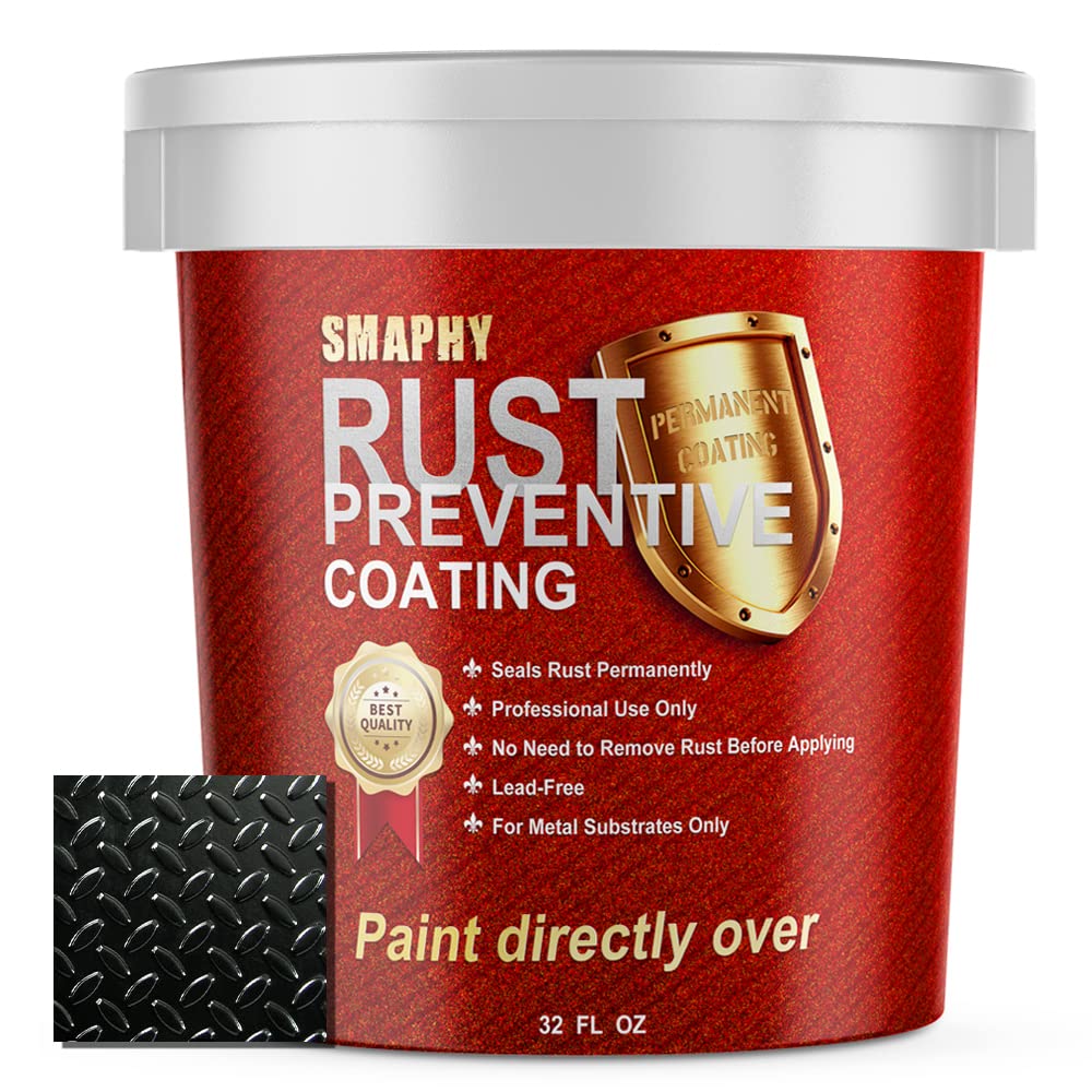 Smaphy 2-In-1 Rust Converter & Metal Primer Semi-Gloss Black, Rust Preventive Paint For Maximum Rust Protection, Uv Resistance A
