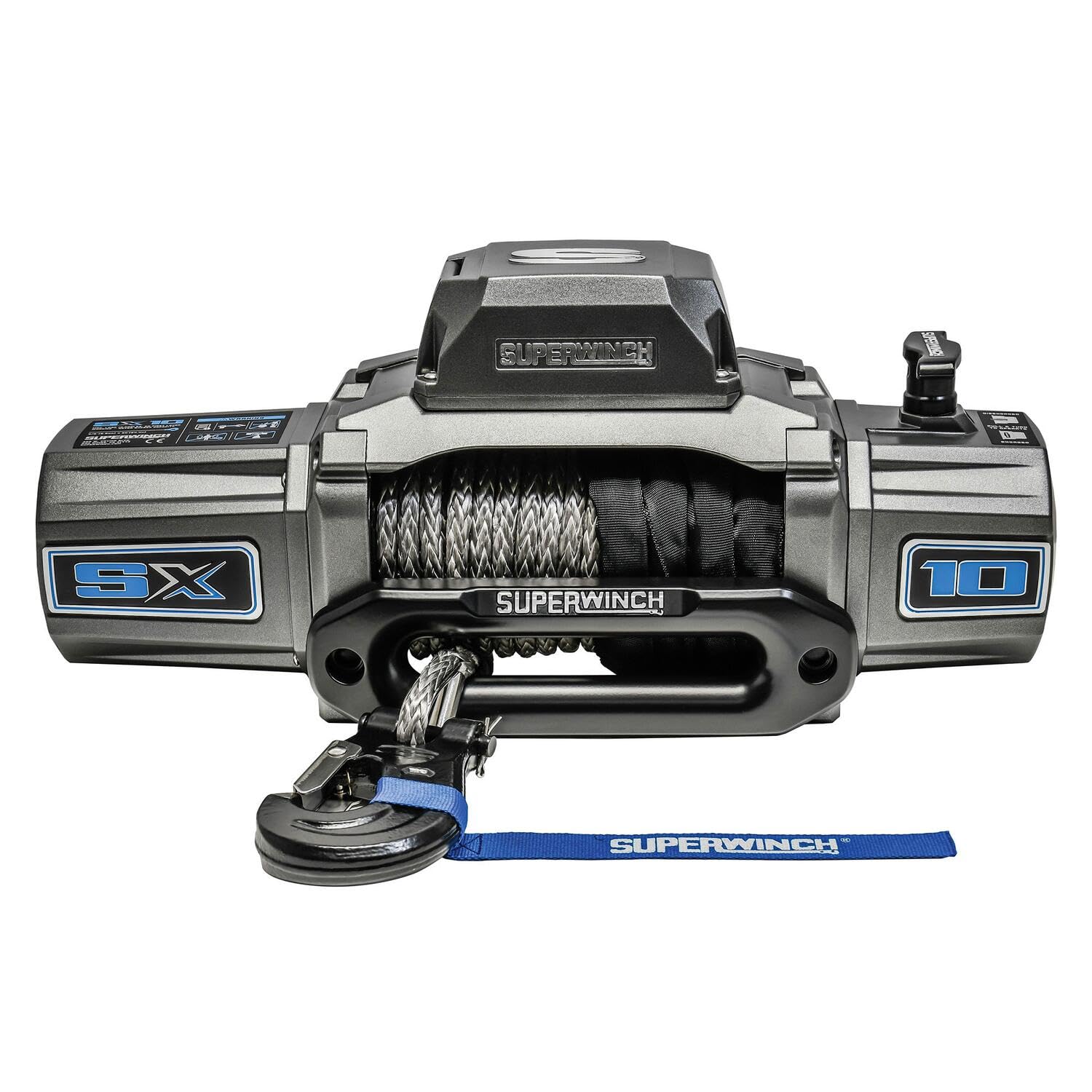 Superwinch 1710201 SX10SR 12V DC Winch 10,000 lb/4,536 kg Single Line Pull with Hawse Fairlead, 3/8in x 80ft Synthetic Rope, Cor