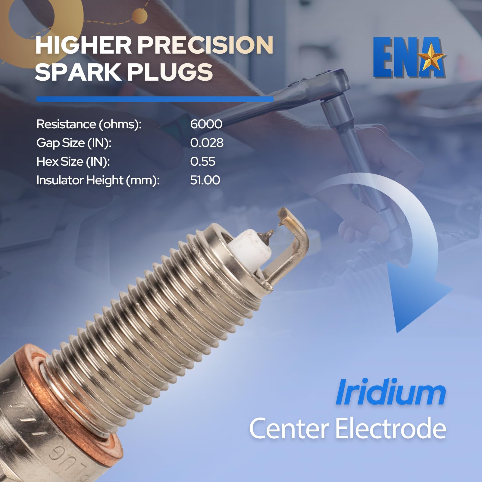 ENA Double Iridium Spark Plugs 6 Pack Compatible with Mercedes-Benz C300 E350 ML350 GLE350 GLK350 R350 SLK350 2012 2013 2014 201