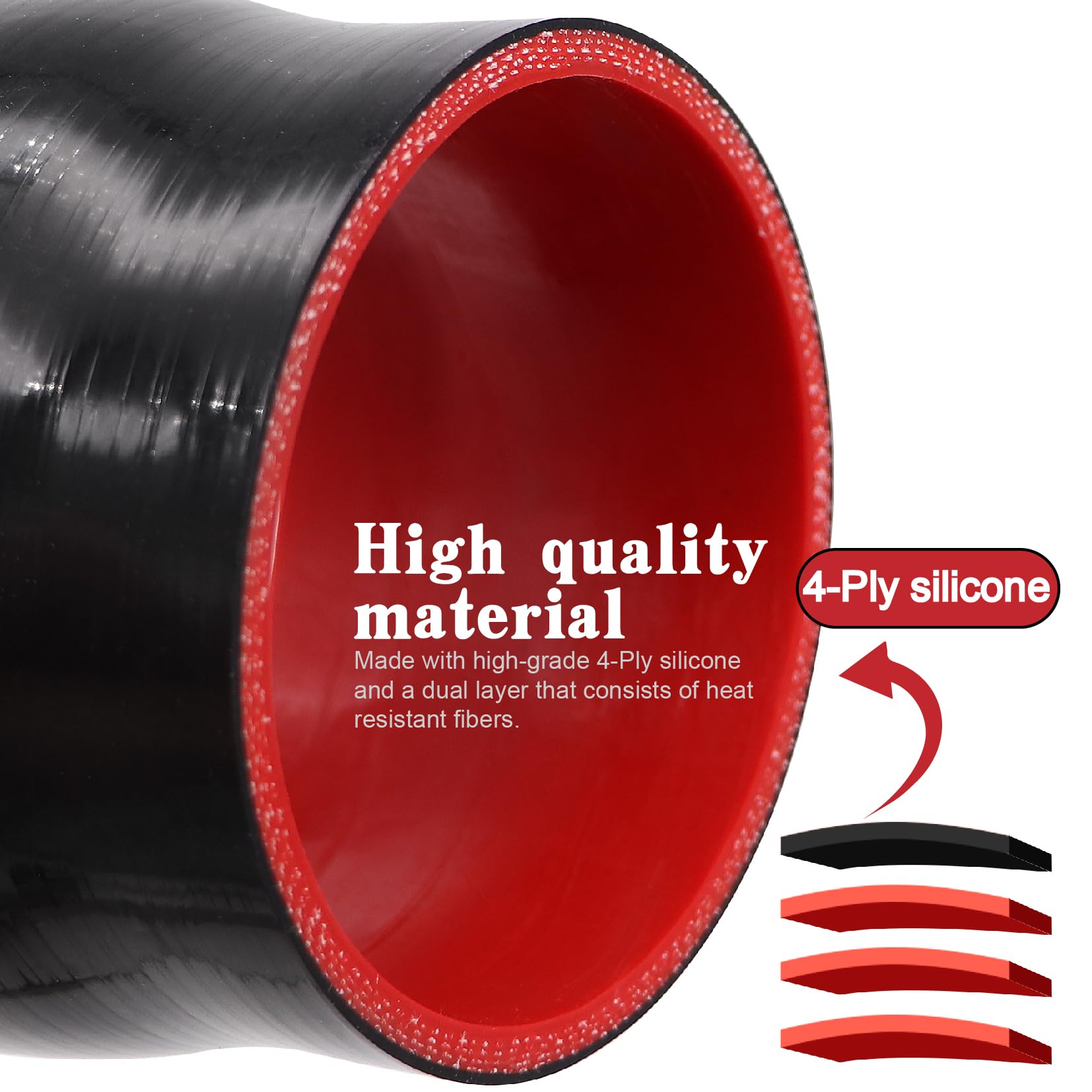 Taukealugs Straight Reducer Coupler Silicone Hose ID 4-inch to 4-1/2inch 4-Ply with Stainless Steel T-Bolt Clamp for Automotive