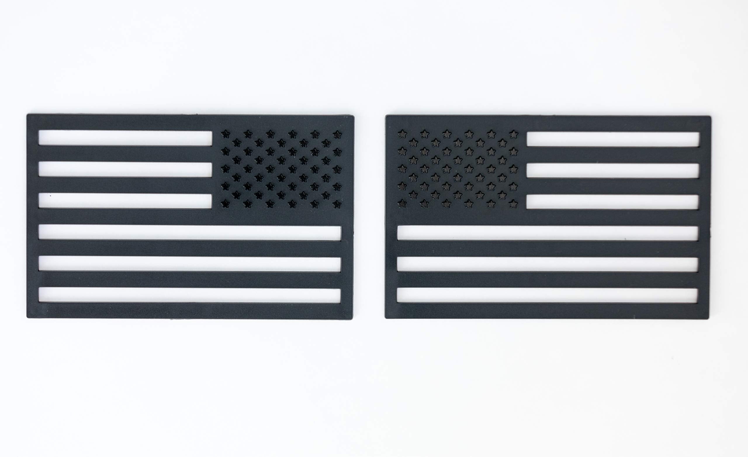 Tactilian Black American Flag Emblem Decal Cut-Out - Set Of 2 3D 3M Adhesive Badge For Car, Truck, Suv, Pickup Trucks, Van, Moto