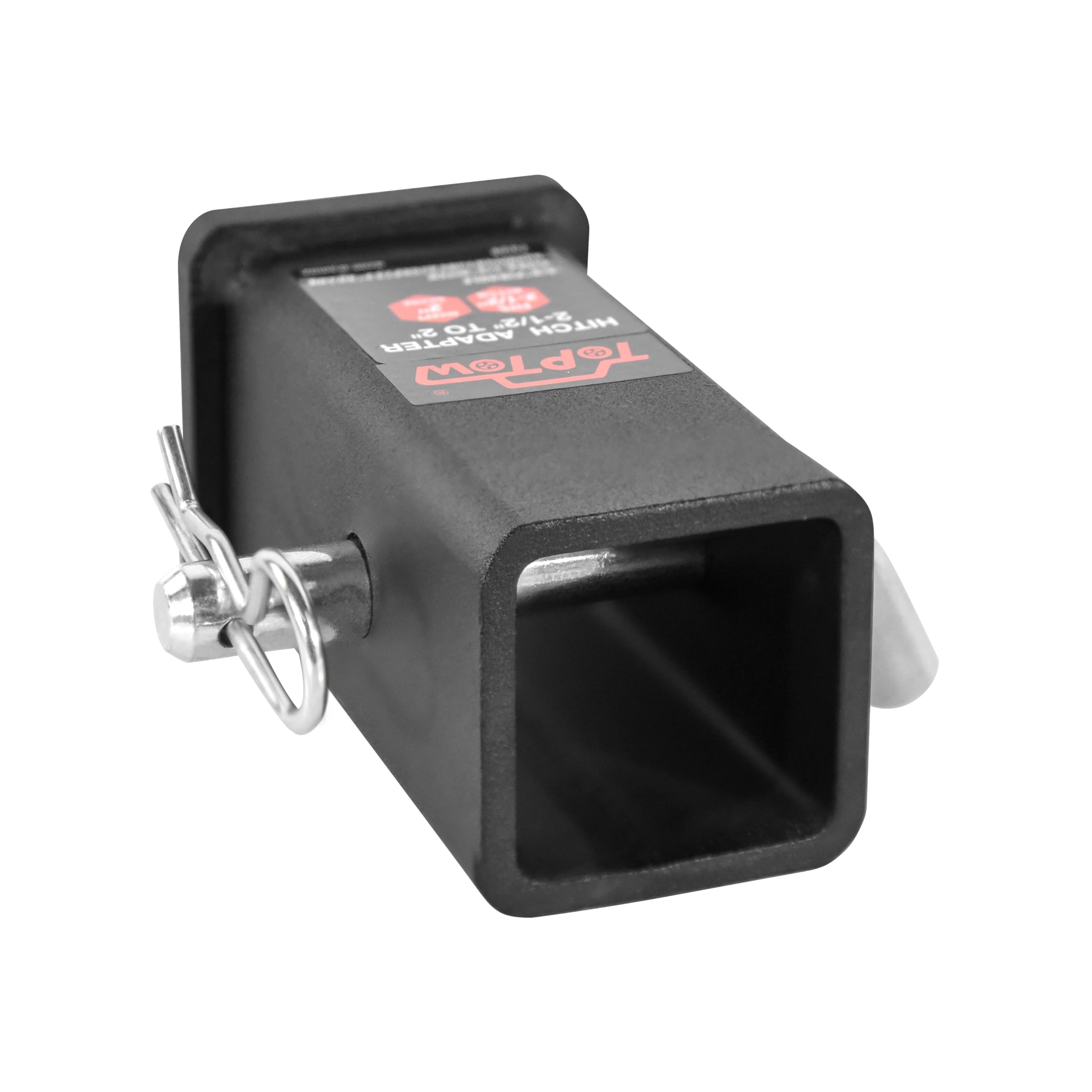 Toptow 64028Hp Trailer Hitch Adapter 2-1/2'' To 2'' Hitch Reducer Sleeve Carbon Steel, 5/8 Inch Pin & Clip Included