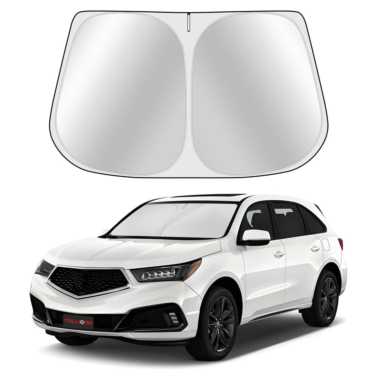 Toluoma Custom Fit Windshield Sun Shade For Acura Mdx 2014-2020 - Full Coverage, 210T Reflective Fabric, Double-Layer Design - B