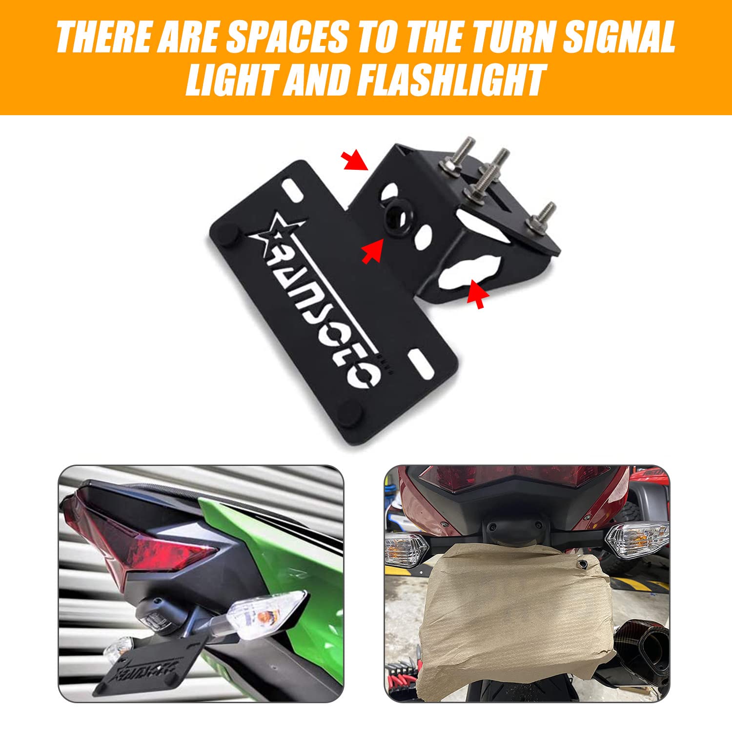 Ransoto Ninja 400 Fender Eliminator Kit Ninja 500 Fender Eliminator Compatible With 2018-2024 Kawasaki Z400 Ninja 250 License Pl