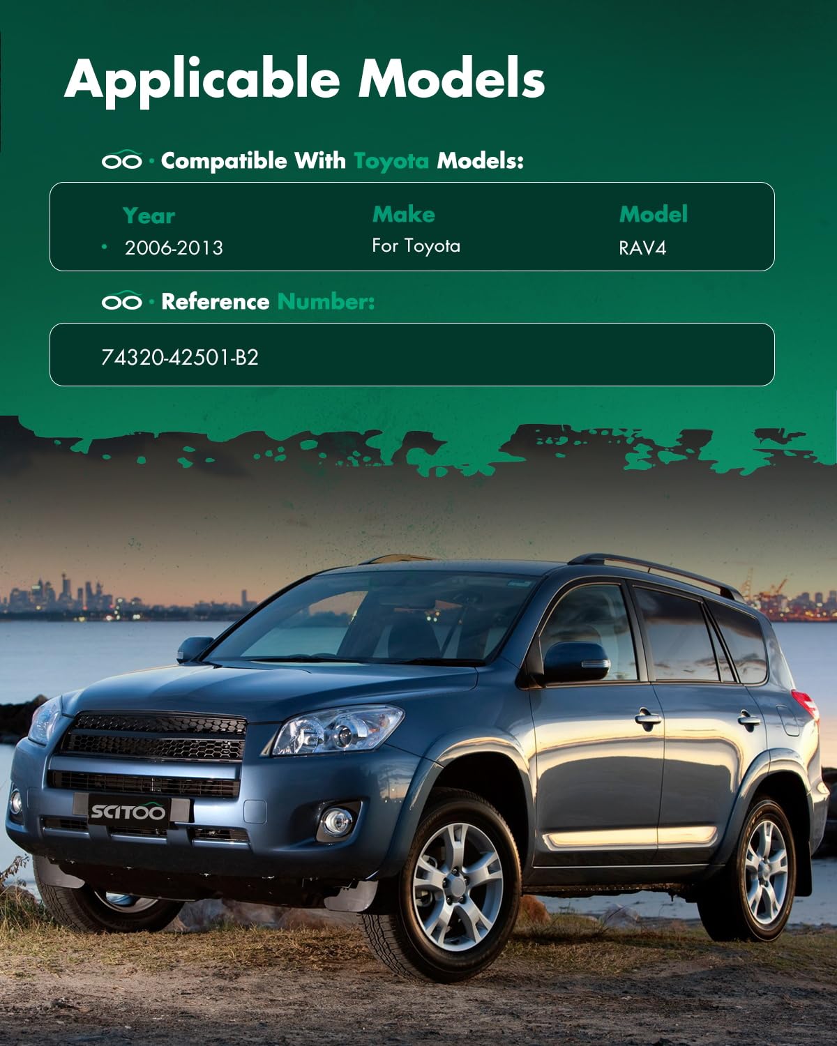 Scitoo Car Sun Visor Assbembly With Mirror Replacement For 2006-2012 For Toyota For Rav4 Gray With Sunroof(Right Passenger Side)