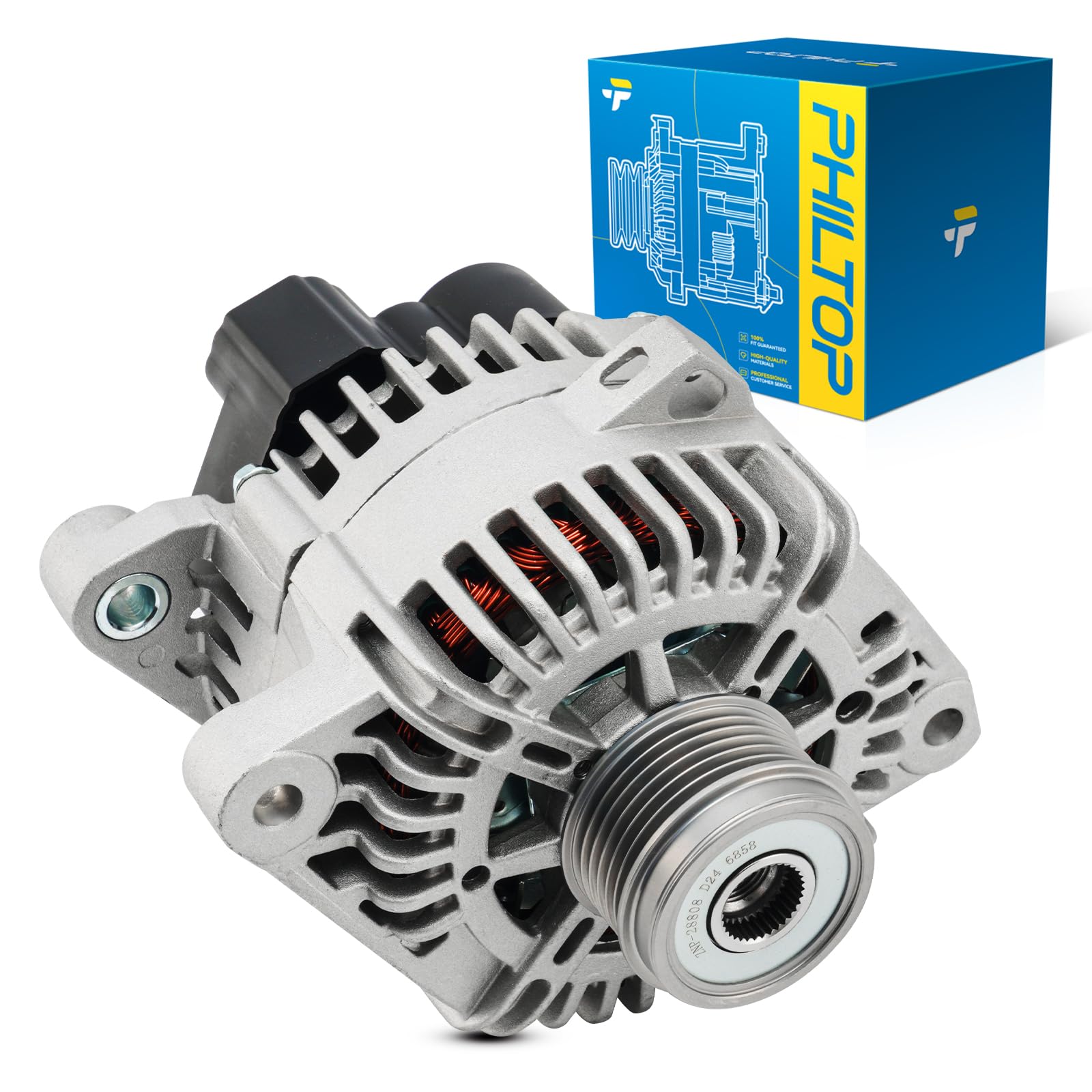 PHILTOP Alternator Compatible with Kia Sorento 2011-2012 2.4L, Hyundai Santa Fe 2010-2012 2.4L, Sonata 2011-2014 2.0T, Optima 20