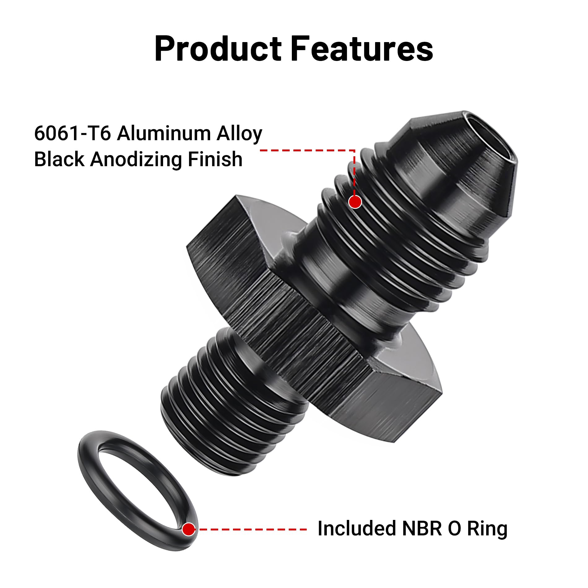 Evil Energy 3An Male Flare To M6 X 1.0Mm Male Metric Fitting Adapter Aluminium Alloy 2Pcs