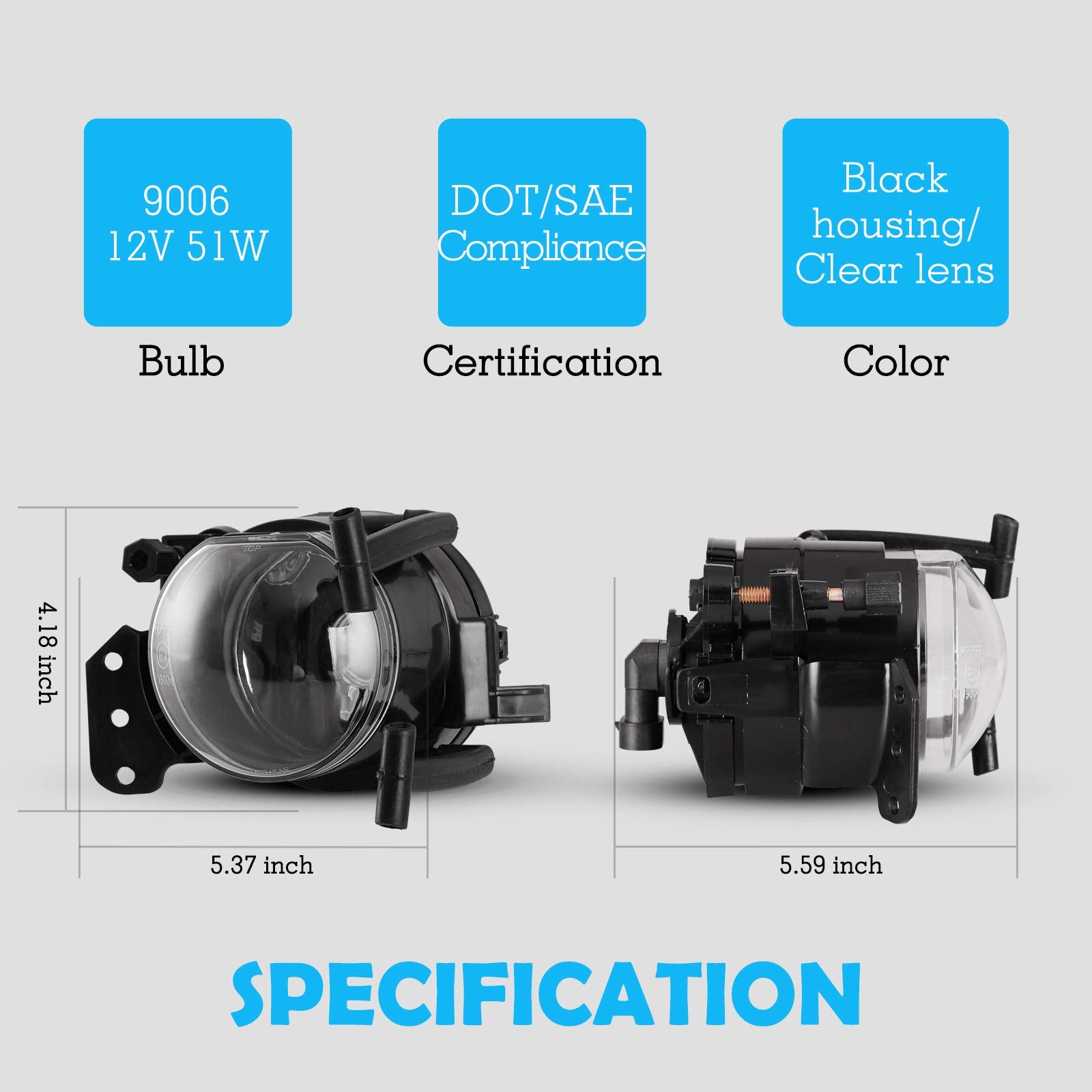 AUTOWIKI Fog Lights fit for 2004-2007 BMW E60/E61 5 Series/ 2003-2006 E46 3 Series (CPE/CPNV) (Fit for w/o M-package Models) 2PC