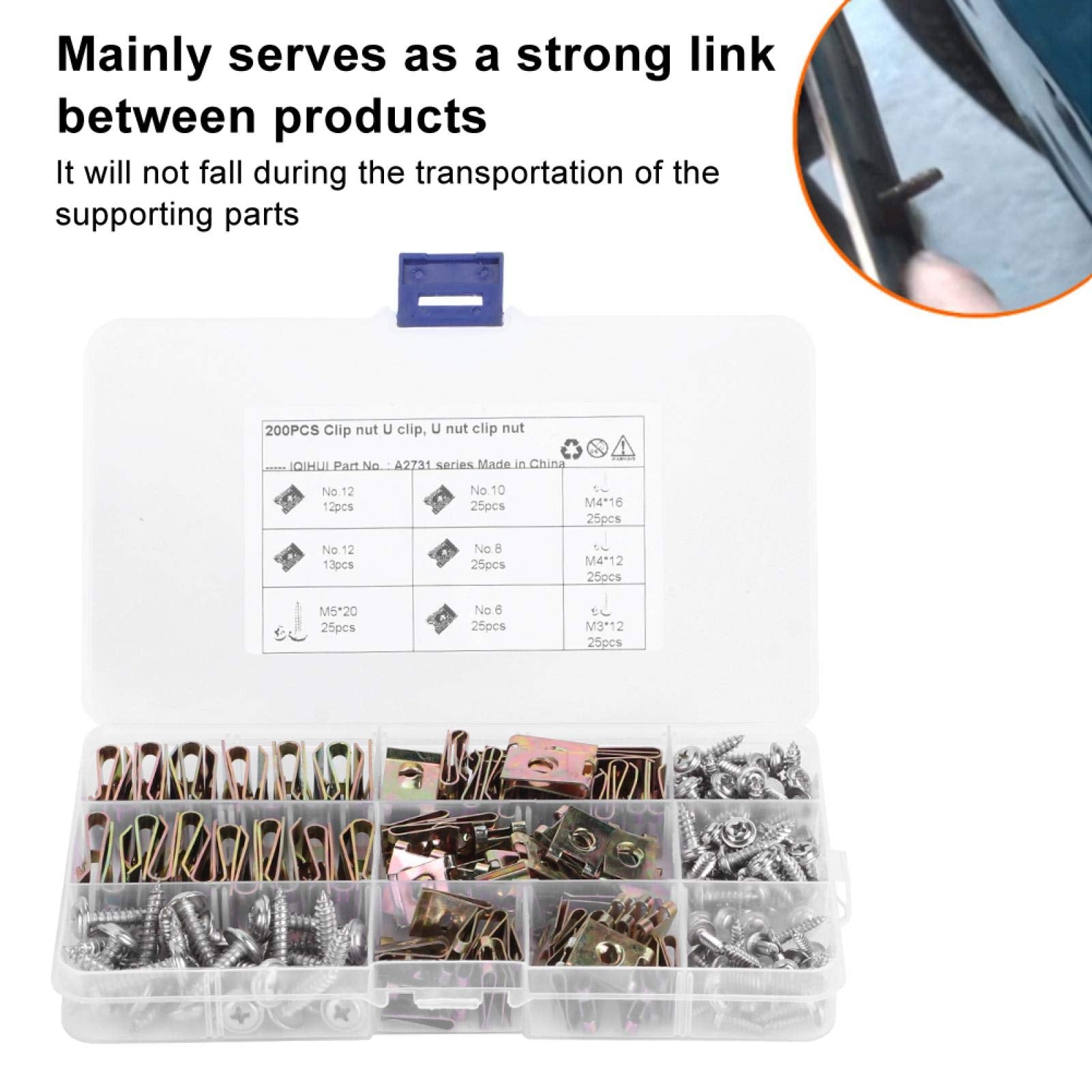 U Type Clips And Nuts, Car U Clips Nuts 6/8/10/12 Assortment Interior Trim Fasteners With Stainless Steel Screws Car Trim Retainer