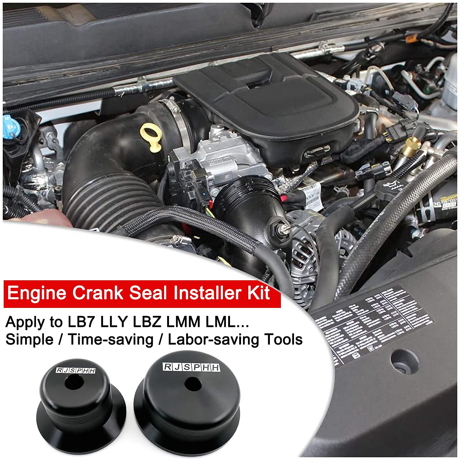 RJSPHH Main Crankshaft Seal Driver Kit Front & Rear for LB7 LLY LBZ LMM LML, 01-16 GM 6.6 6.6L Duramax Diesel
