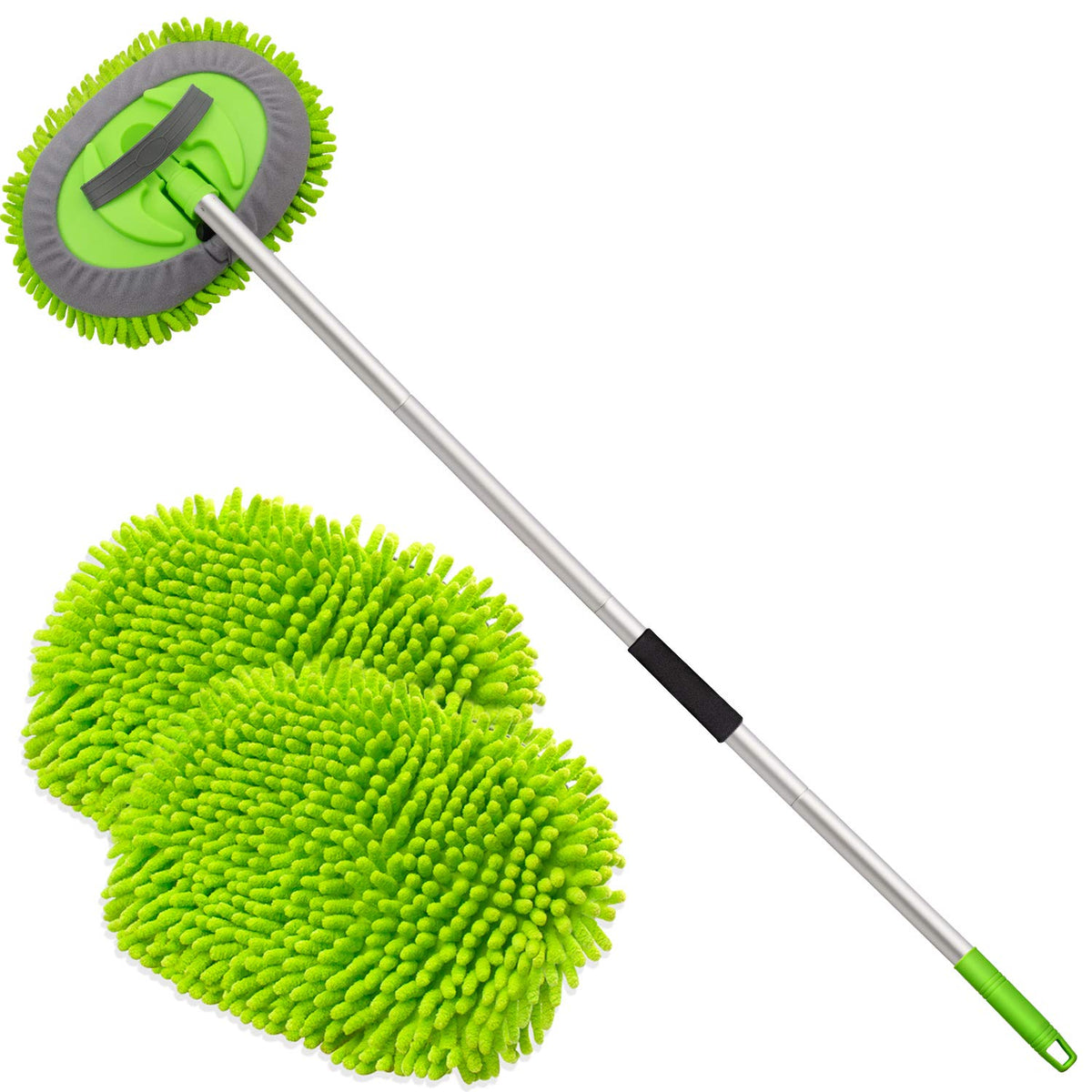 Anngrowy 62'' Microfiber Car Wash Brush Mop Kit Mitt Sponge With Long Handle Car Cleaning Supplies Kit Duster Washing Car Tools 